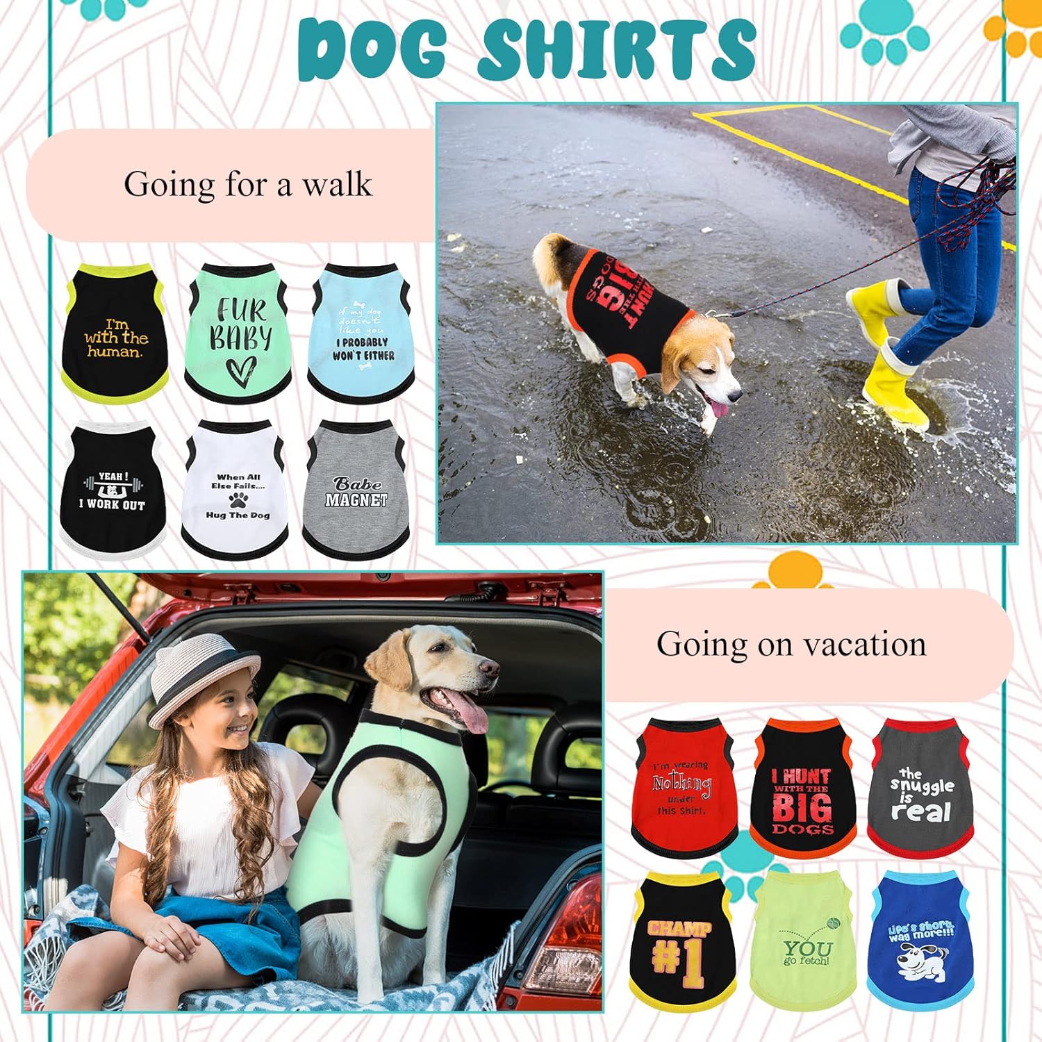 12 Pieces Dog Shirts Pet Printed Clothes with Funny Letters Summer Pet T Shirts Cool Puppy Vest Breathable Dog Outfit Soft Cat Sweatshirt for Chihuahuas Cats Accessories, 12 Styles(Large) - Happypetzone.online - Image 4