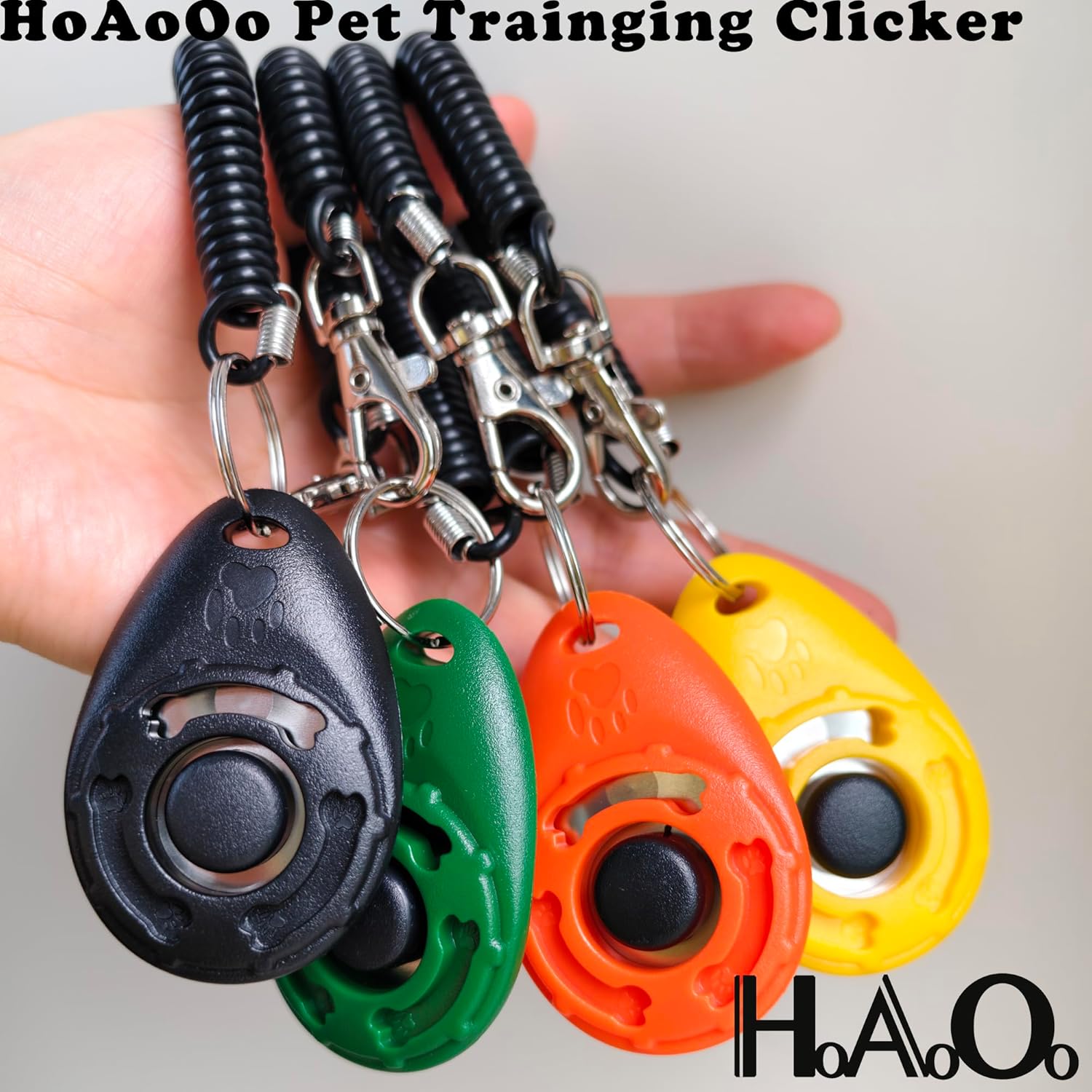 Pet Training Clicker with Wrist Strap - Dog Training Clickers for Puppy, Cat, Potty, Bird, Horse, Pet, Trainer Training Tools, Behavior Aids (Black +Deep Green + Tangerine + Yellow) - Happypetzone.online - Image 3
