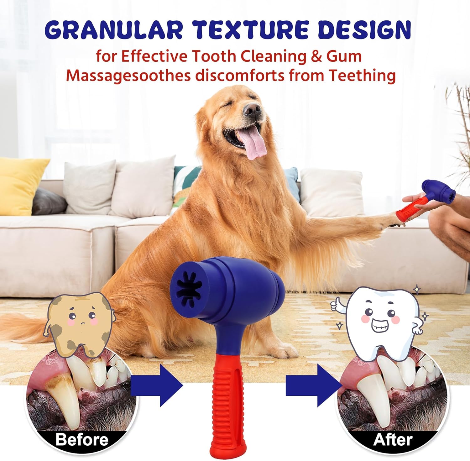 Dog Training Toys for Aggressive Chewers ,Pet Chompion Heavyweight Dog Chew Toy for Medium Large Breeds,Food Grade Non-Toxic Dental Pet Toy(Hammer Dog Toys, 6.78 in XLarge) - Happypetzone.online - Image 3