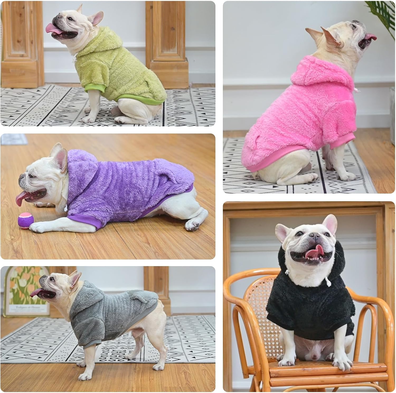 SCENEREAL Fleece Dog Sweaters Hoodie for Small Medium Large Dogs Girls Boys, Plush Fuzzy Dog Clothes Hoodies with Leash Hole, Winter/Fall Puppy Cold Weather Coat, Sherpa Hooded Sweatshirt, Green M - Happypetzone.online - Image 6