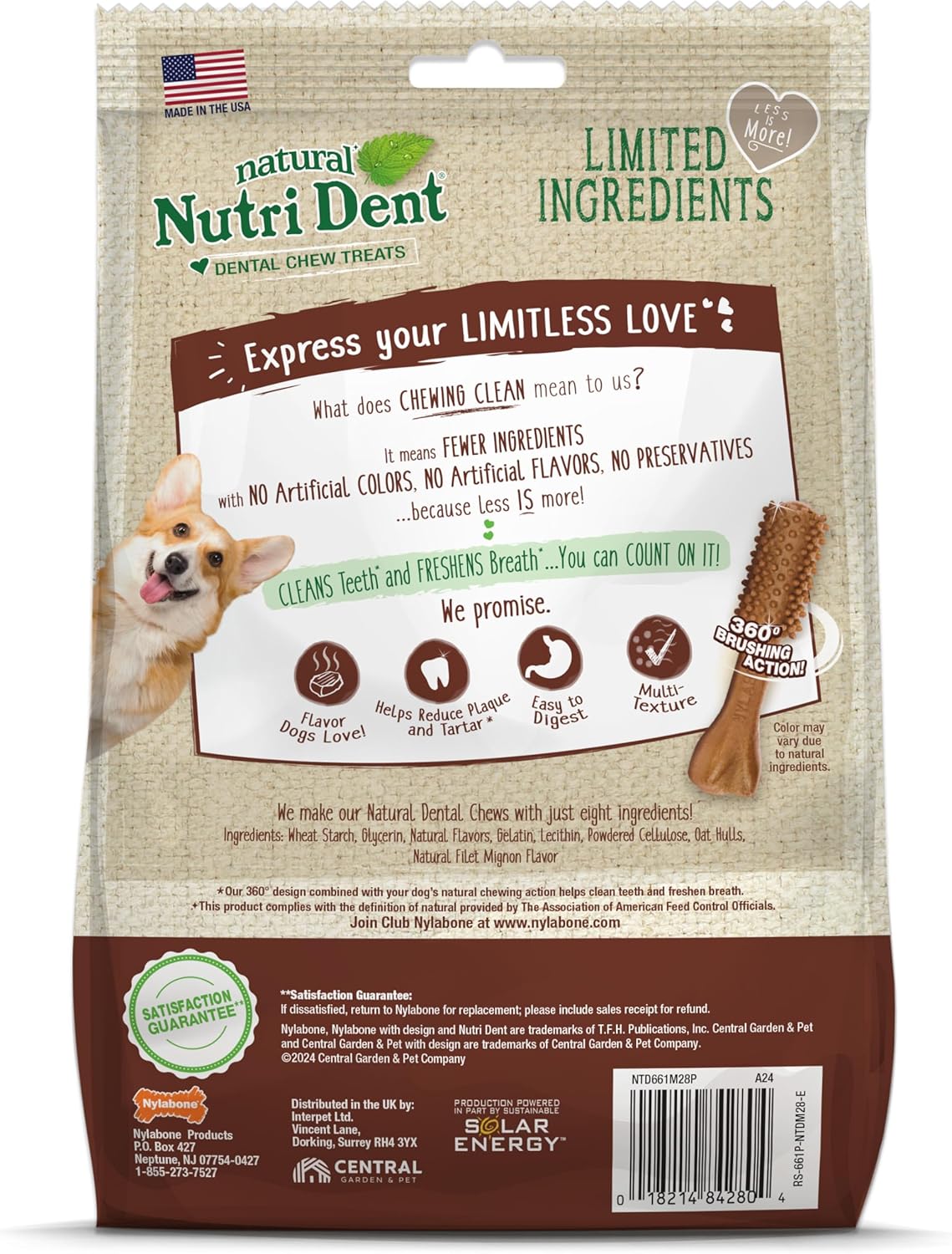Nylabone Nutri Dent Dog Dental Chews - Natural Dog Teeth Cleaning & Breath Freshener - Dental Treats for Dogs - Filet Mignon Flavor, Small (28 Count) - Happypetzone.online - Image 7