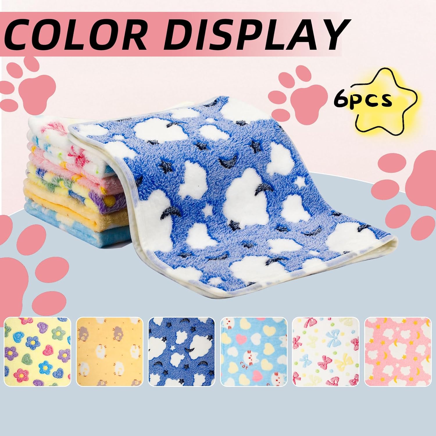 PETKNOWS 6PCS Guinea Pig Fleece Blankets, Washable Small Animal Fleece Bedding Cage Liners Absorbent Pet Pee Pad Sleep Mat Pad Cover for Hamster Ferret Rabbit Chinchilla Hedgehog - Happypetzone.online - Image 3
