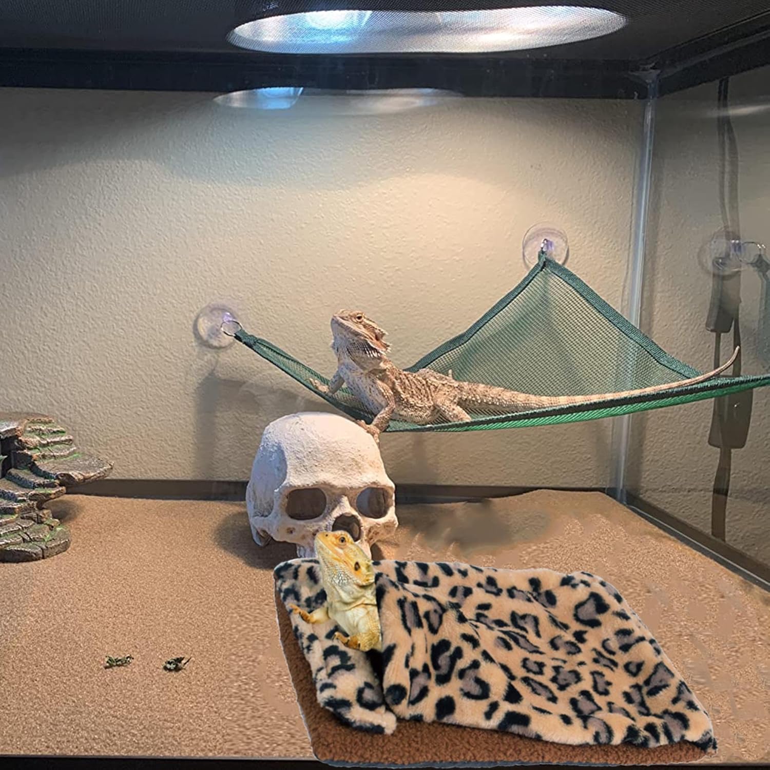 ADOGGYGO Bearded Dragon Bed with Pillow Blanket, Bearded Dragon Tank Accessories Lizard Hide Habitat Shelter, Warm Sleeping Bag with Cover for Reptile (Brown) - Happypetzone.online - Image 2