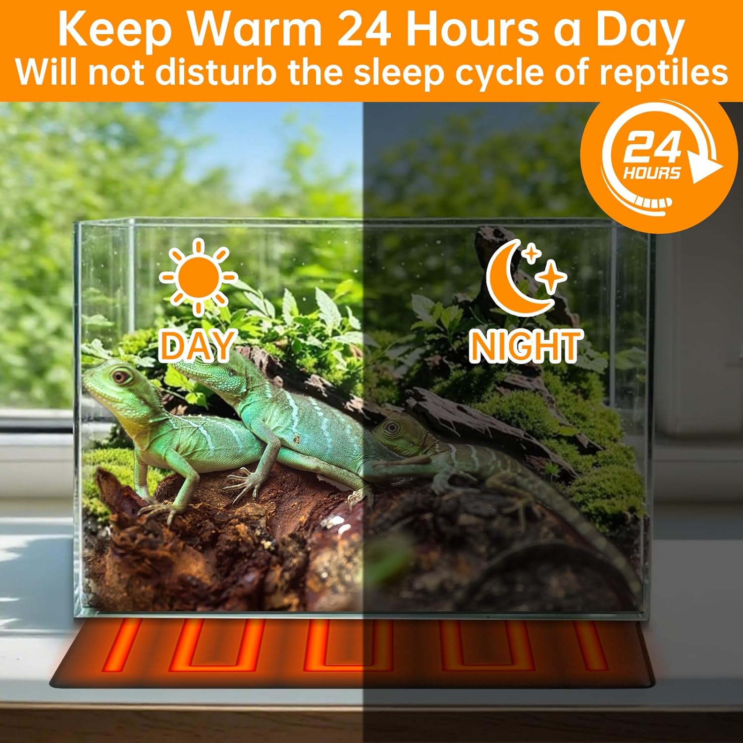Reptile Heat Pad with Digital Thermostat, Under Tank Terrrarium Heat Mat 24W 8 * 18 Inch, Temperature Controller Heating Pad for Reptile, Turtles, Lizards, Snake, Hermit Crab, Frogs - Happypetzone.online - Image 6