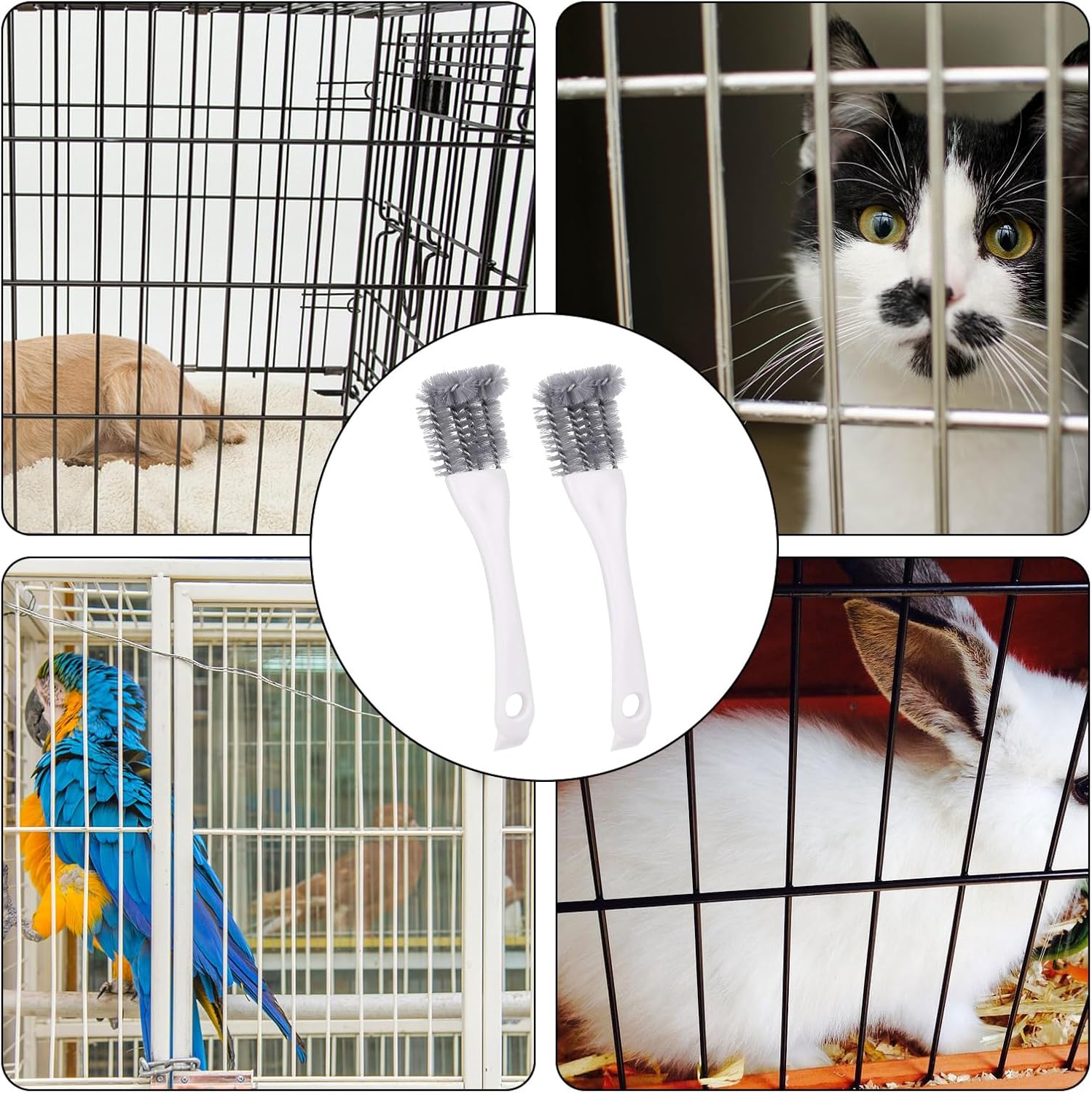 2pcs Bird Cage Cleaner with Long Handle, Bird Cage Brush Droppings Removal Tool for Small Animals Remover Parrot Bath Perches Cleaning Accessories - Happypetzone.online - Image 7