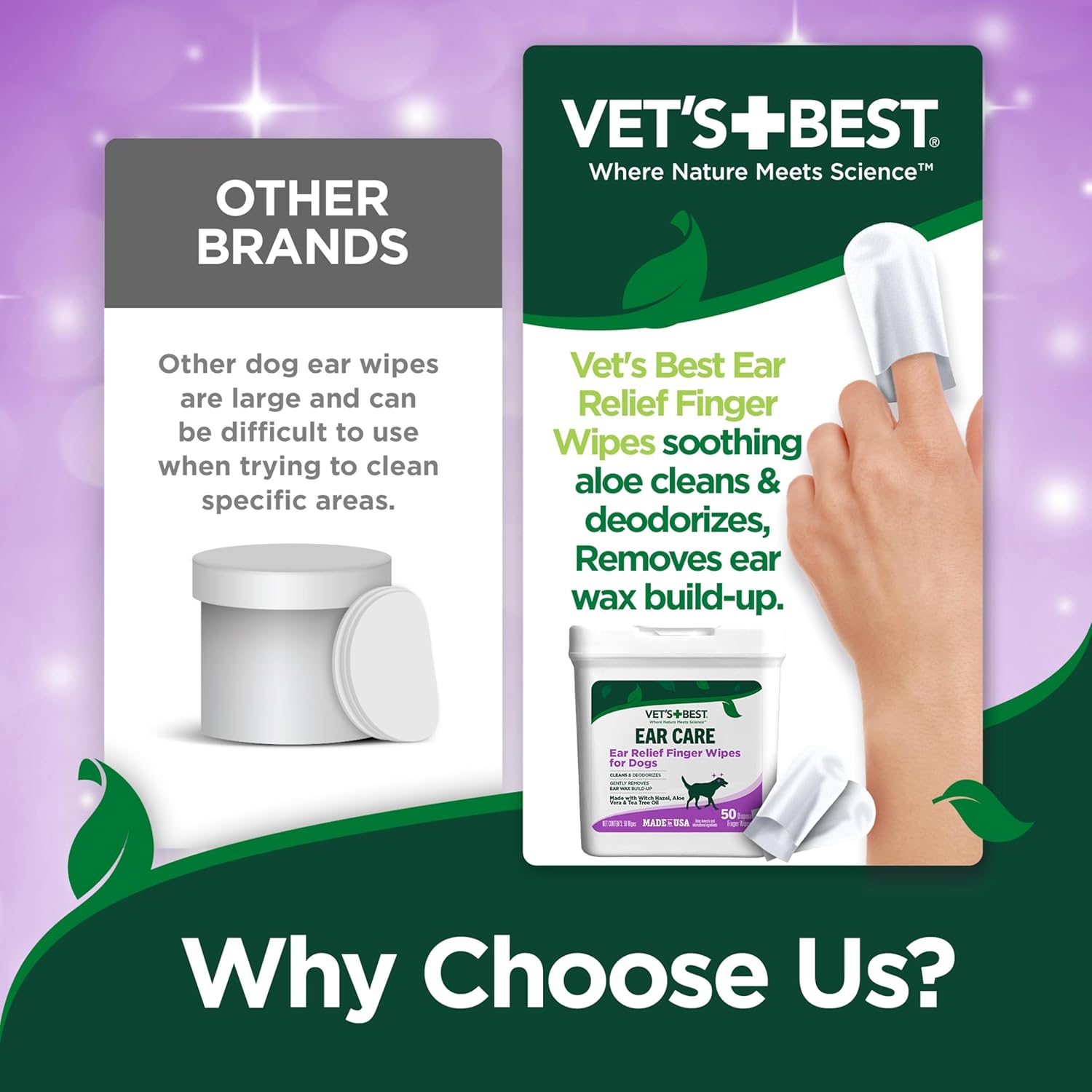 Vet's Best Ear Relief Finger Wipes, Ear Cleansing Finger Wipes for Dogs, Sooths & Deodorizes, 50 Disposable Dog Wipes - Happypetzone.online - Image 4