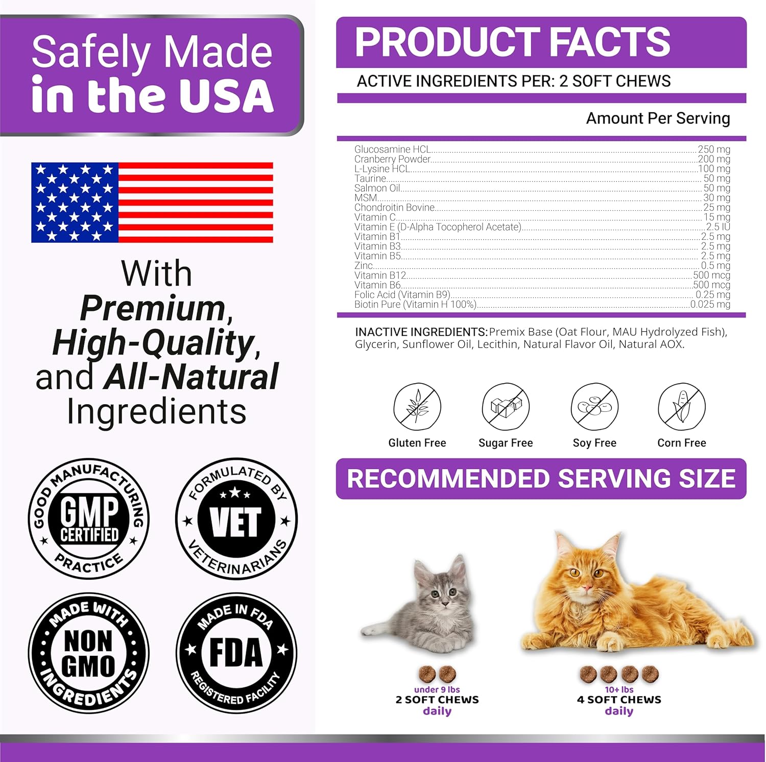 Cat Multivitamin Chews - Cat Vitamins and Supplements - Taurine & Lysine for Cats - Omega-3, Glucosamine, Cranberry - Skin & Coat, Hip & Joint Support - Immune Health, Skin, Heart, Digestion - Happypetzone.online - Image 6