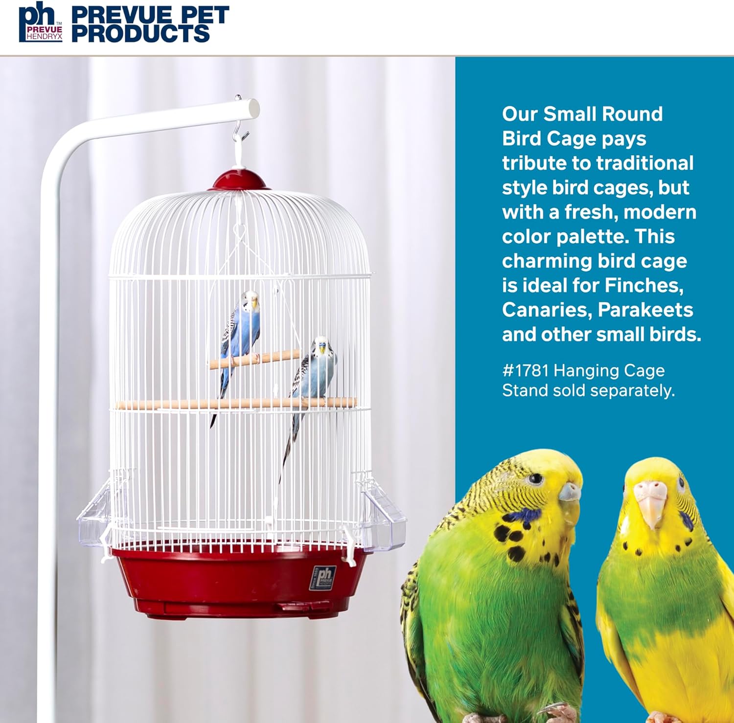 Prevue Hendryx Classic Round Bird Cage, Red, SP31999R,1/2" - Happypetzone.online - Image 3