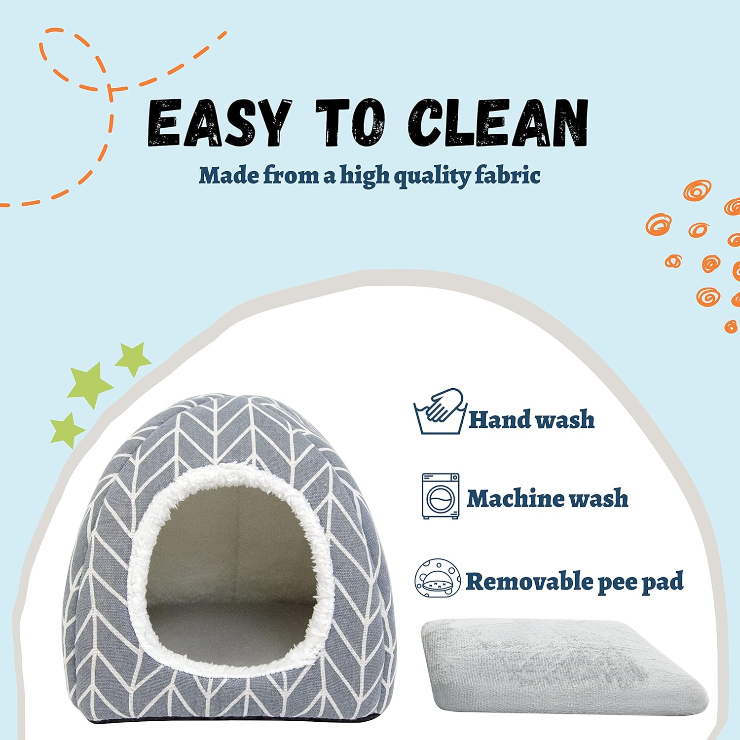 Guinea Pig Hideout Bed Dwarf Rabbit House Cave Accessories Cozy Hide-Out for Little Bunny Hedgehog Ferret Chinchilla&Other Small Animals (Grey) - Happypetzone.online - Image 4