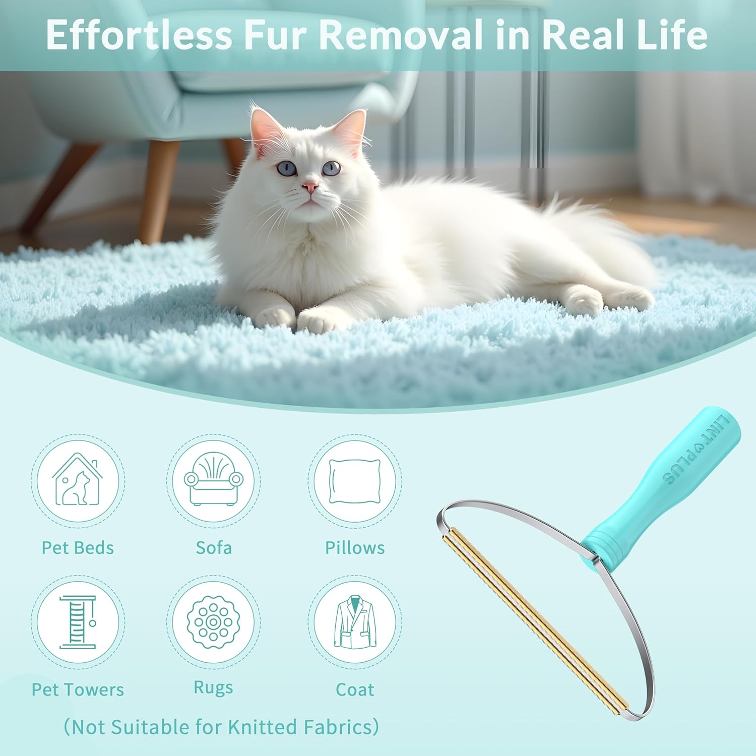 Deep Cleaner Pro Pet Hair Remover-Special Cat Hair Remover Multi Fabric Edge and Carpet Rake Scraper by LINTPLUS-Dog Hair Remover for Rugs,Couch & Pet Towers-Easy to Every Hair! - Happypetzone.online - Image 2