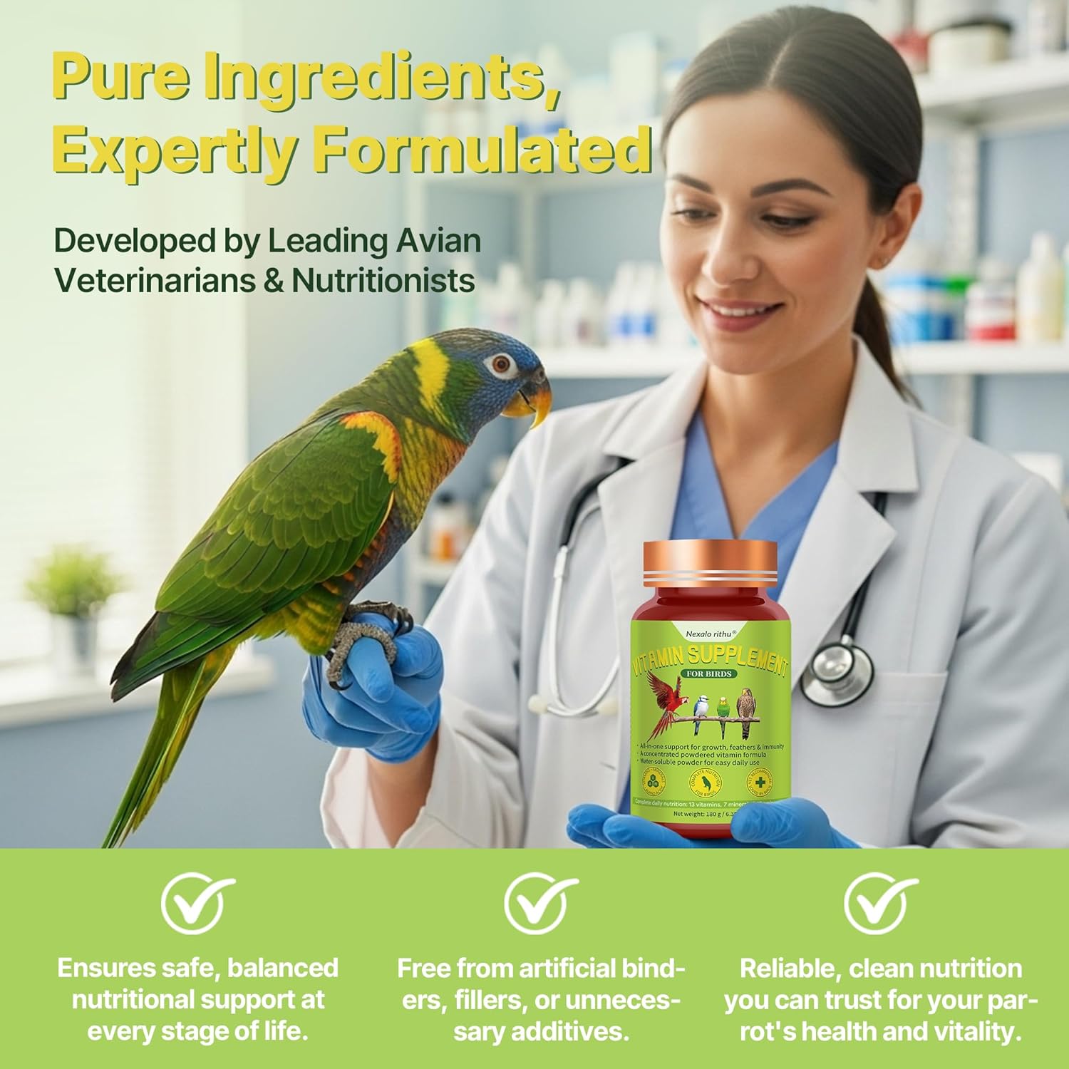 Bird Vitamins for All Cage Birds - Multi-Vitamin for Birds - Supports Bones, Feathers, Energy & Eggshell Quality - Vet-Developed Formula, Dissolves in Water for Easy Daily Use - Net Wt 6.35 oz - Happypetzone.online - Image 5