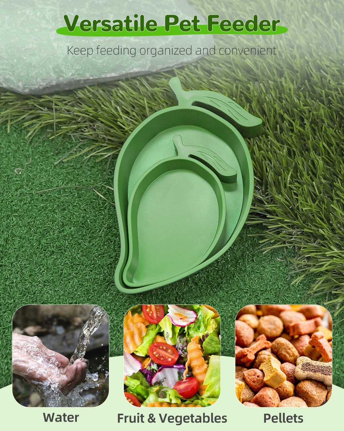 Pawfly 2 Pcs Reptile Water Bowl, Tortoise Water Dish, Food & Water Feeder, Cute Mango Feeding Dish, Tortoise Habitat Accessories for Turtle, Gecko, Bearded Dragon & Lizard, 2 Sizes - Happypetzone.online - Image 5
