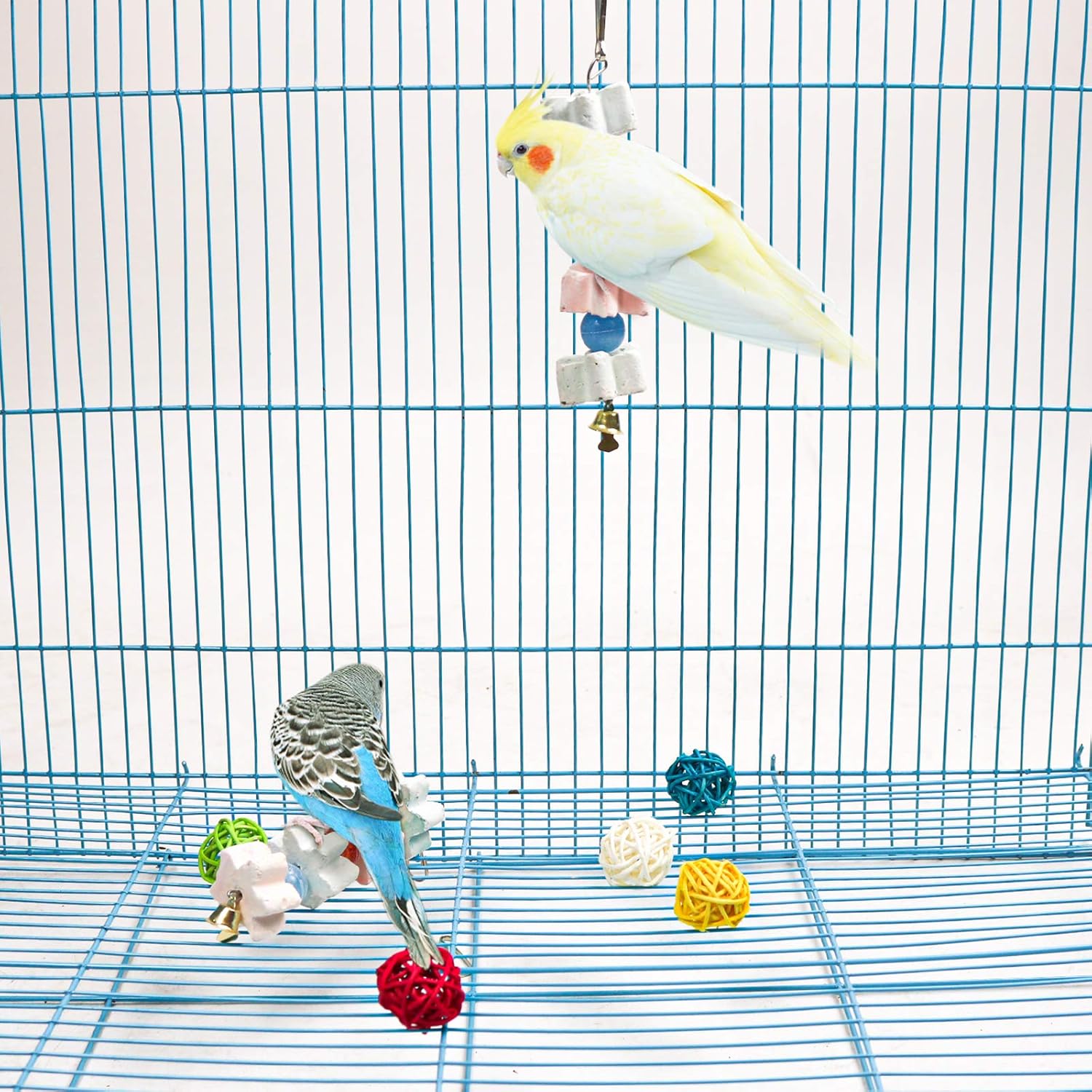 3Packs Parrot Chewing Toy Beak Trimmer Calcium Stone with BellParrot for Cockatiel Conure African Grey Amazon Parrots Parakeet Cockatiel Bird (Style-2) - Happypetzone.online - Image 7