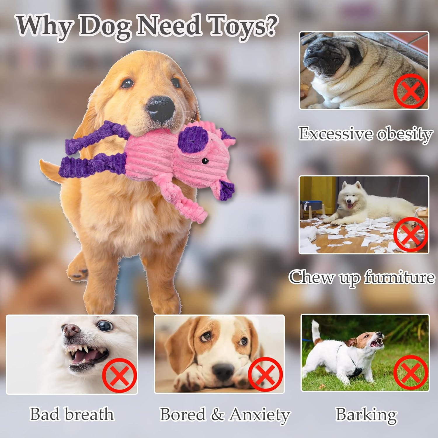 LECHONG 5 Pack Tough Dog Toys Stuffed Squeaky Dog Toys Assortment Plush Animal Dog Toy Value Bundle Puppy Pet Dog Toys for Small Medium Large Dogs - Happypetzone.online - Image 4