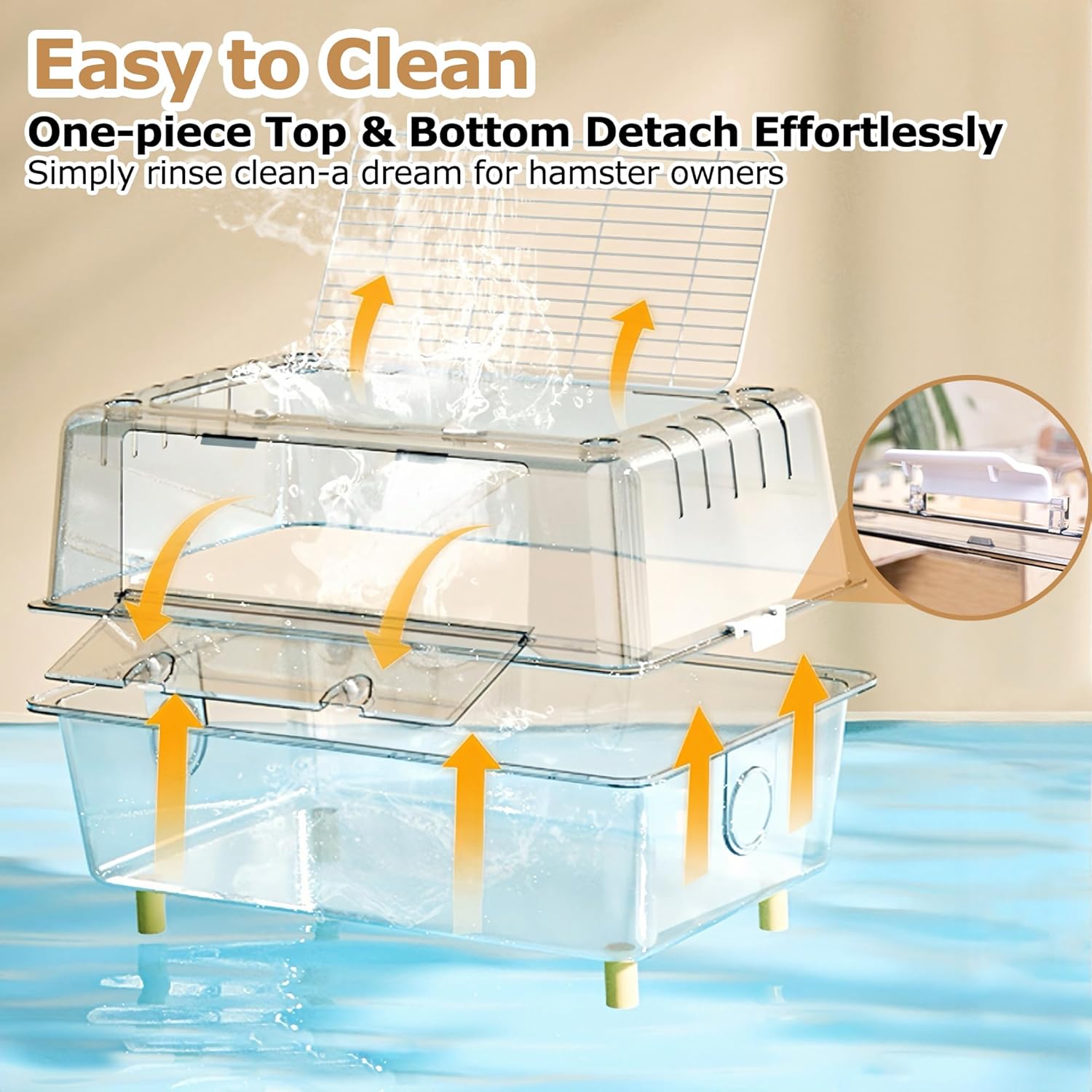 Large Hamster Cage,Crystal Clear Acrylic Hamster Cage with Stand,24.4''L*18.1''W*15.8''H Pet Mouse Cage for Pet Mice,Crystal Mouse Habitat,Hamster Enclosure with Modular Platform,Hamster Starter Kit - Happypetzone.online - Image 6