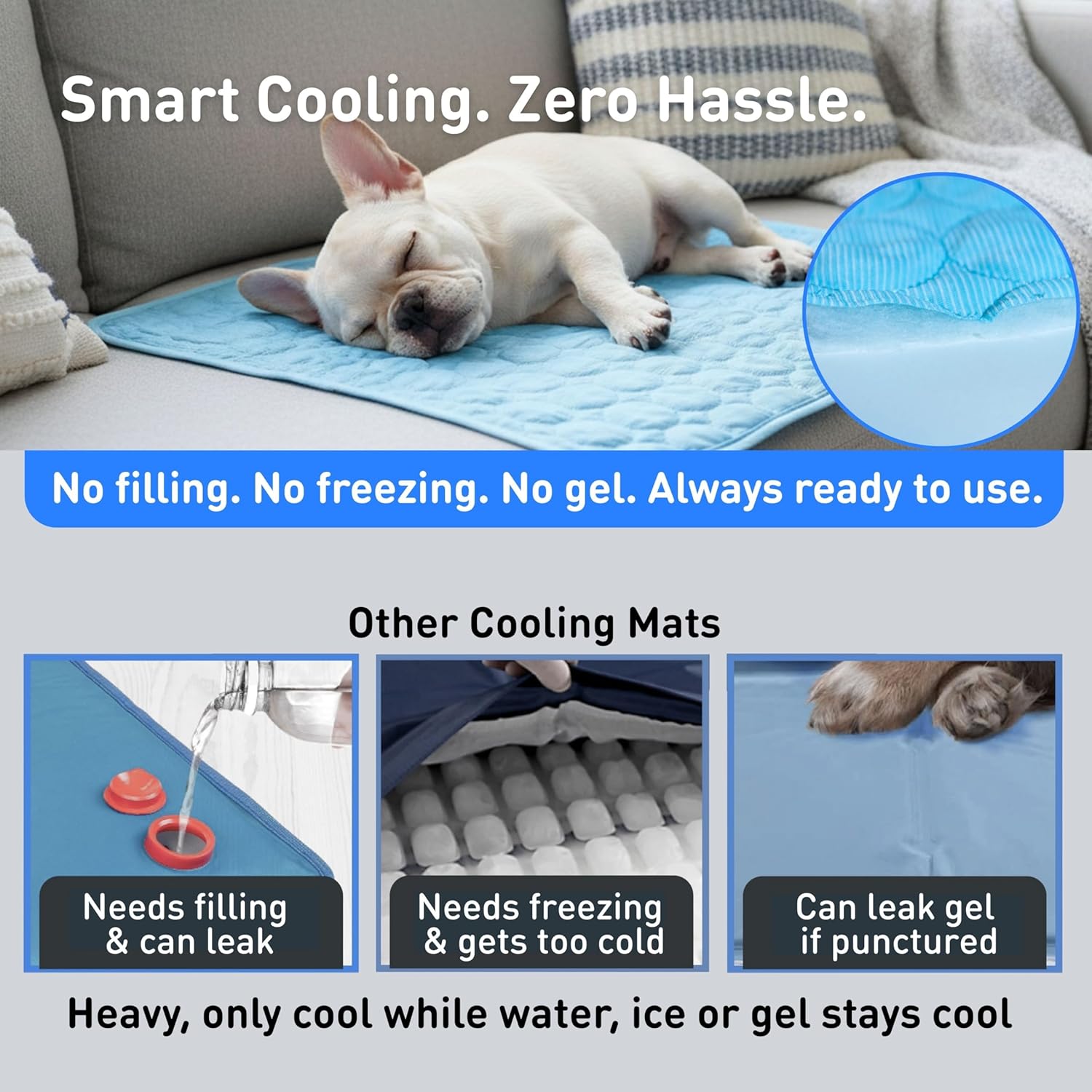 INSPECTOR TAIL Dog Cooling Mat - No Freeze Needed, Self-Cooling Pad for Large Dogs, Washable Portable for Crate Kennel Car Sofa Bed Floor, Indoor Outdoor Summer Use, 39"x27" with Carry Bag - Happypetzone.online - Image 6