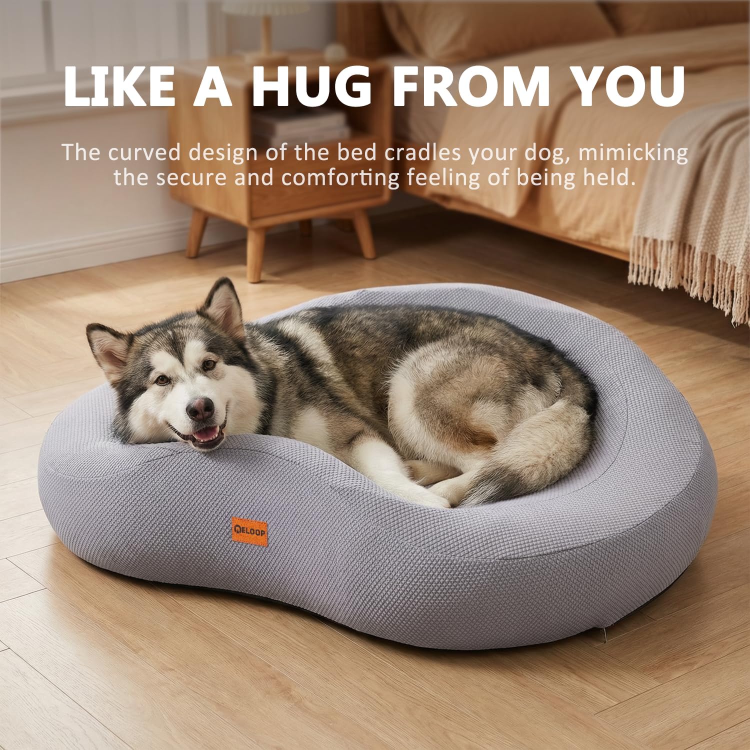 Orthopedic Memory Foam Dog Bed, Large Waterproof Pet Sofa with Sides & Removable Washable Cover, Non-Slip Bottom Supportive Couch for Large Dogs, Gray - Happypetzone.online - Image 2