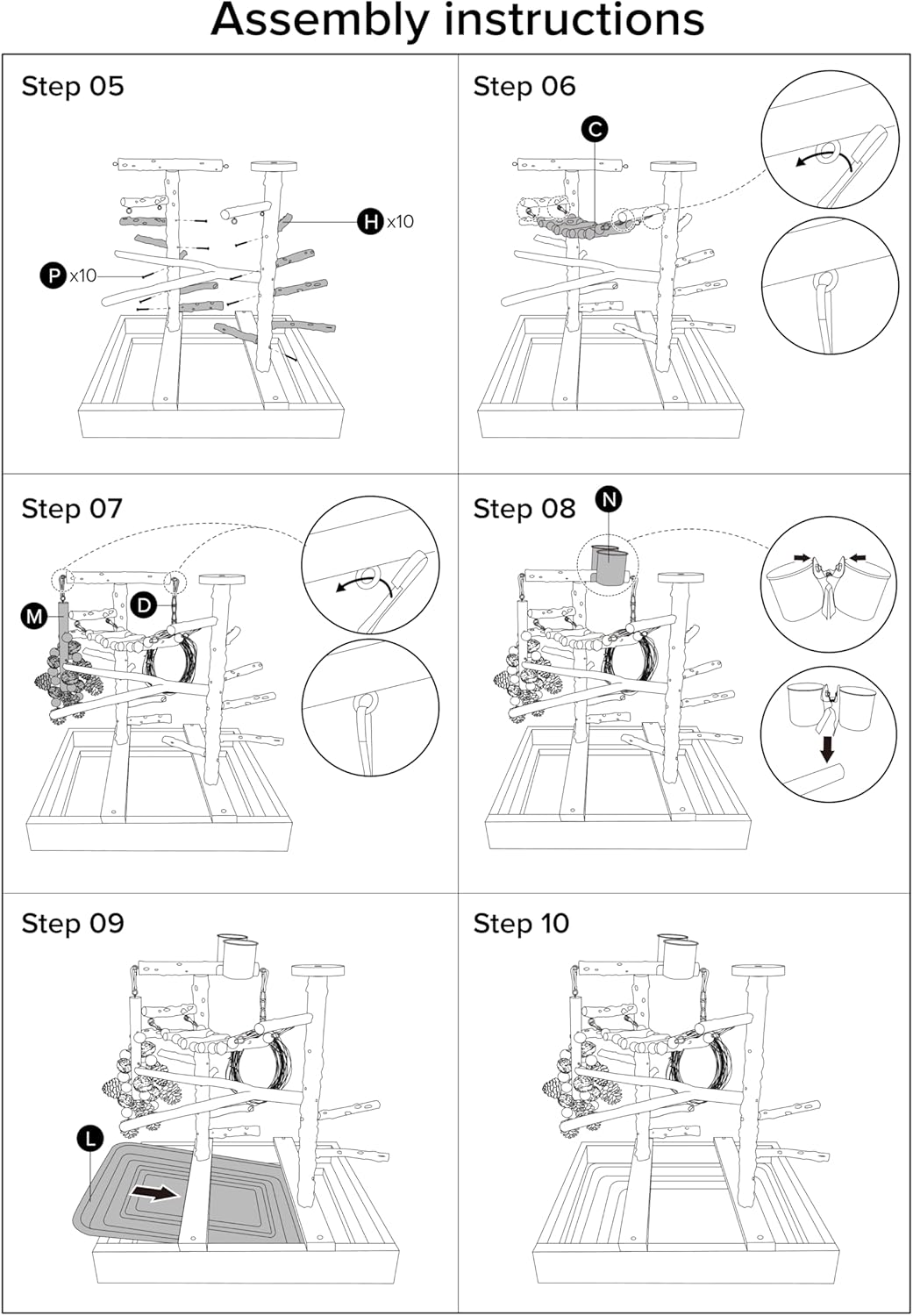 Bird Playground, Natural Wood Bird Play Stand with Stand Perch, Swing, Toy, Two Food Cups, and Removable Tray, Suitable for Lovebirds, Cockatiels, Budgies, Parakeets, and Other Birds - Happypetzone.online - Image 7