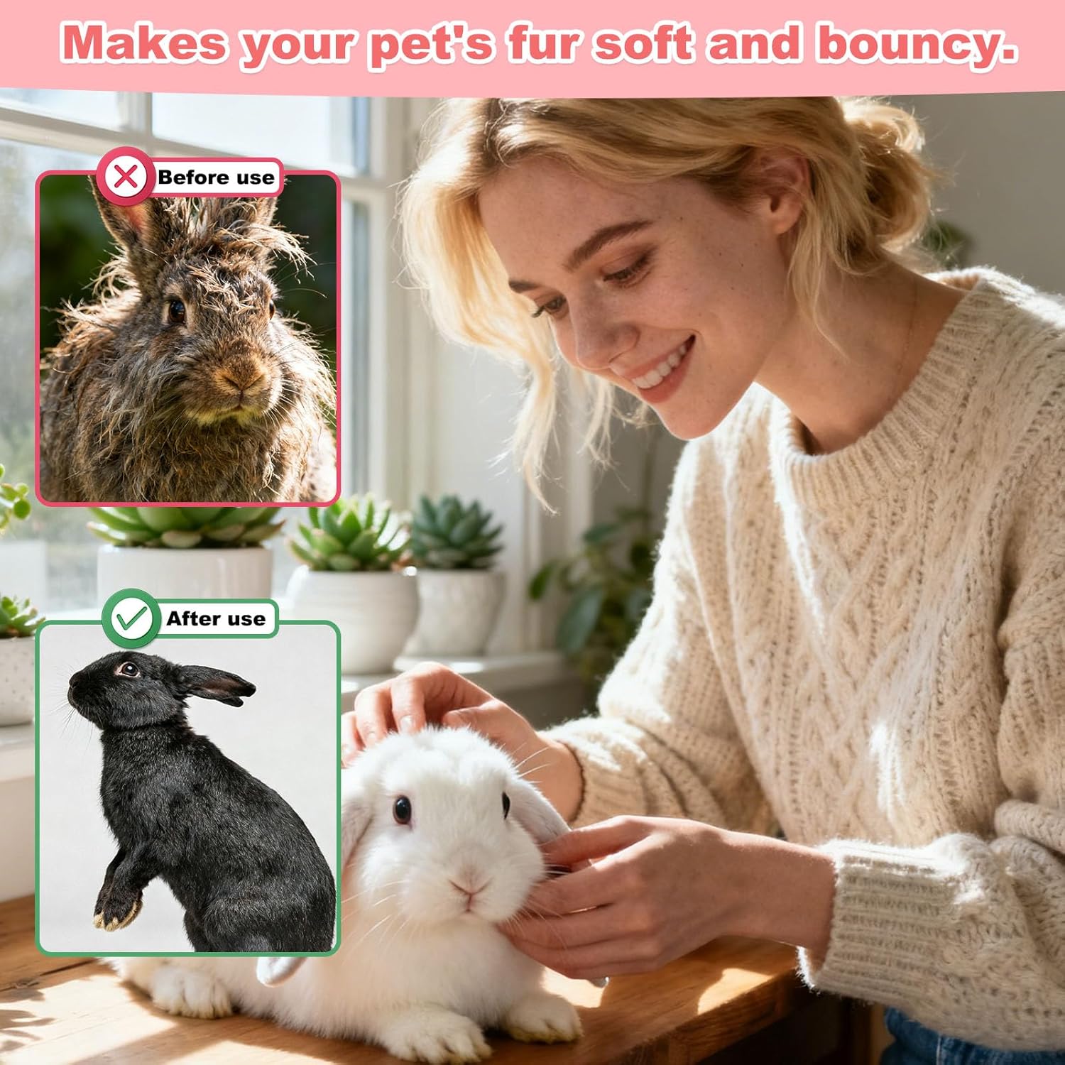 Rabbits Bunny Brush, 13.5x9cm/5.31x3.54in Durable Soft Silicone Rabbit Grooming Bunny Brush Practical Small Animal Massage Comb Suitable for Cats, Puppy Dogs, Kittens & Pets - Happypetzone.online - Image 4