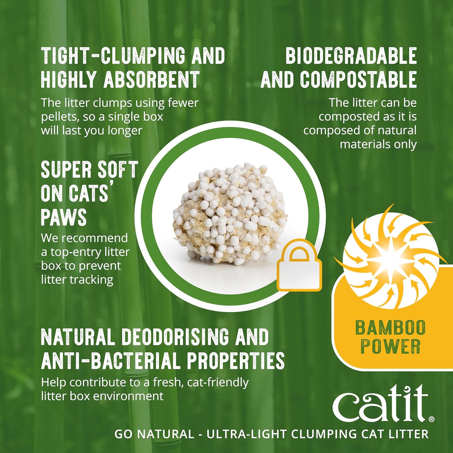 Catit Go Natural Ultra-Light Clumping Cat Litter, Bamboo Pellets, Dust-Free, Lightweight, Compostable, Vanilla Scent, Soft on Paws, Deodorizing, Eco-Friendly Litter 7.9lb - Happypetzone.online - Image 5