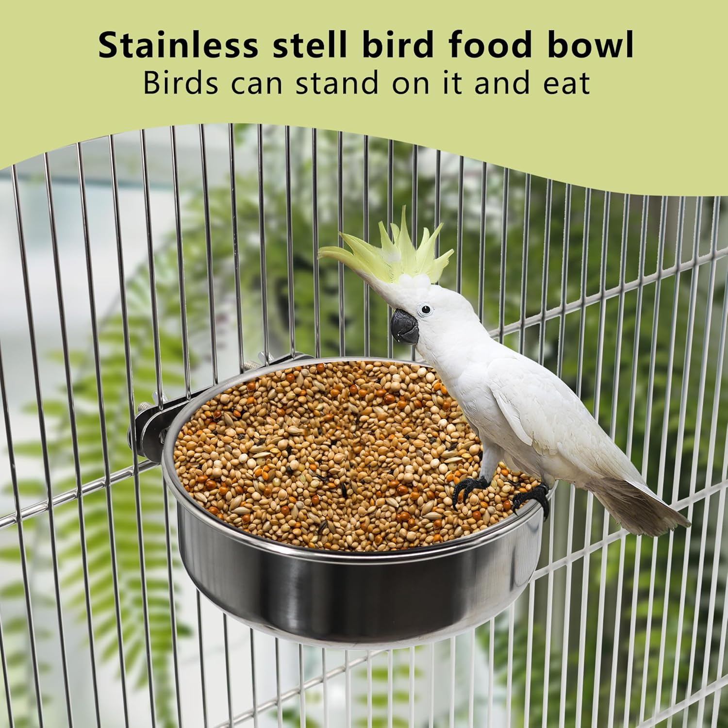 Large Bird Feeding Dish Cups,Parrot Food Bowl Cage with Clamp Holder Stainless Steel,Birdcage Coop Water Feeder for Cockatiel Parakeet Macaw Finches Lovebirds Small Dog Cat Animal(1 Pack, Large) - Happypetzone.online - Image 4