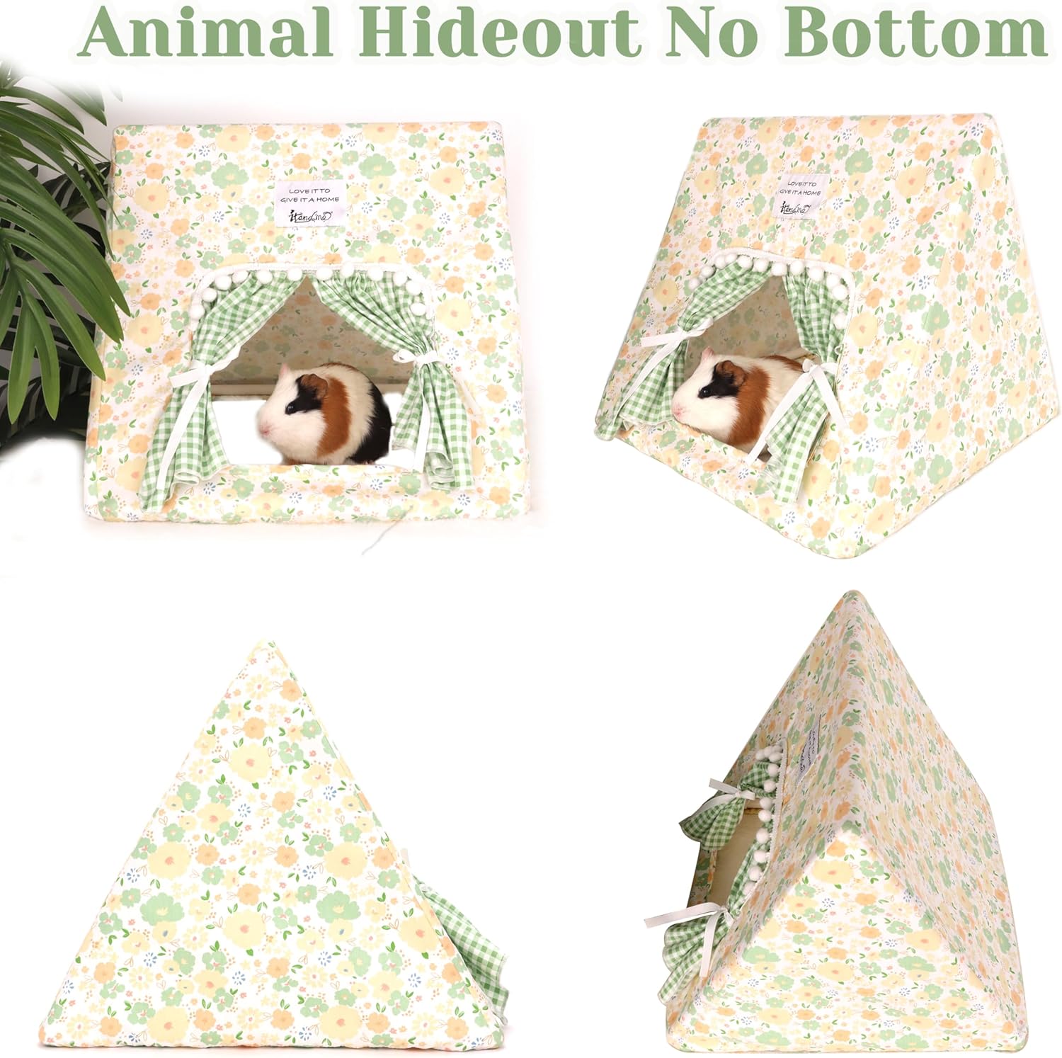 Guinea Pig Hideout Large with Curtain, Bunny Hideout, Machine Washable Guinea Pig Hide Tent Houses & Habitats, Small Animal Hideout for Pet Rabbit, Ferret, Rat, Chinchilla, Squirrel (Flower, Large) - Happypetzone.online - Image 3