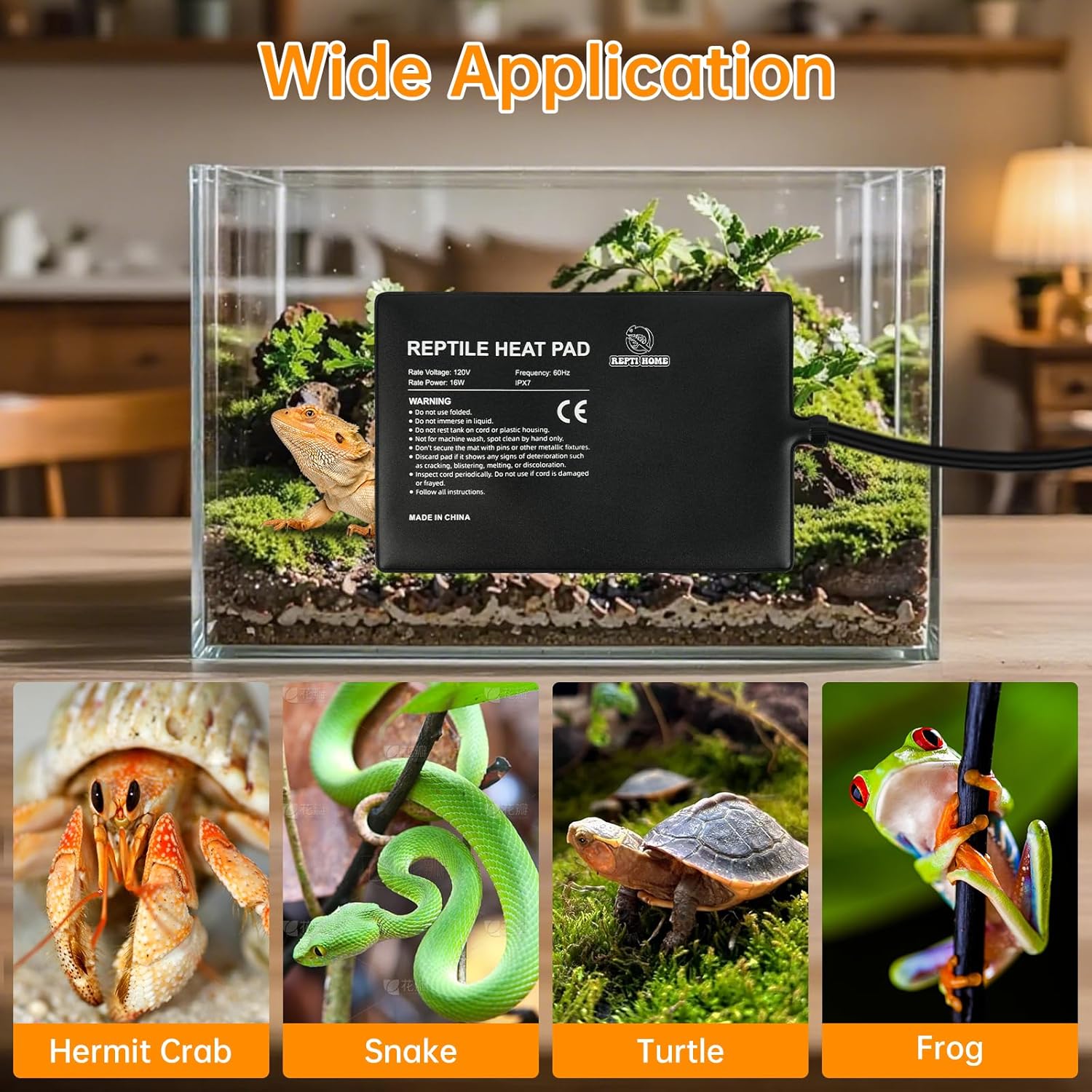 Reptile Heat Pad with Digital Thermostat, Under Tank Terrrarium Heat Mat 24W 8 * 18 Inch, Temperature Controller Heating Pad for Reptile, Turtles, Lizards, Snake, Hermit Crab, Frogs - Happypetzone.online - Image 7