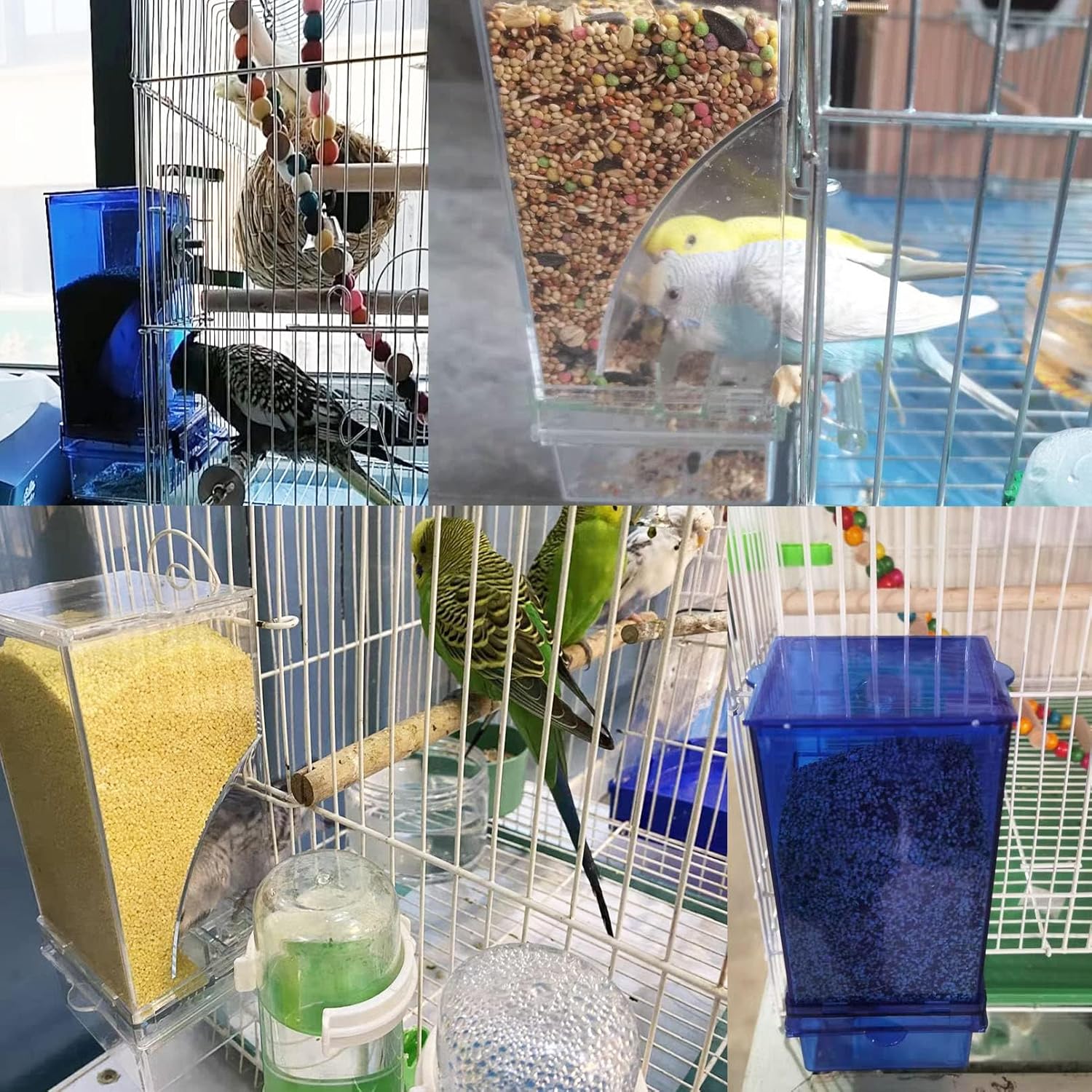 Automatic Bird Cage Feeder No Mess Parakeet Feeder Seed Food Container Feeding Station Cage Accessories for Small Birds Parrot Canary Lovebirds(Transparent) - Happypetzone.online - Image 8
