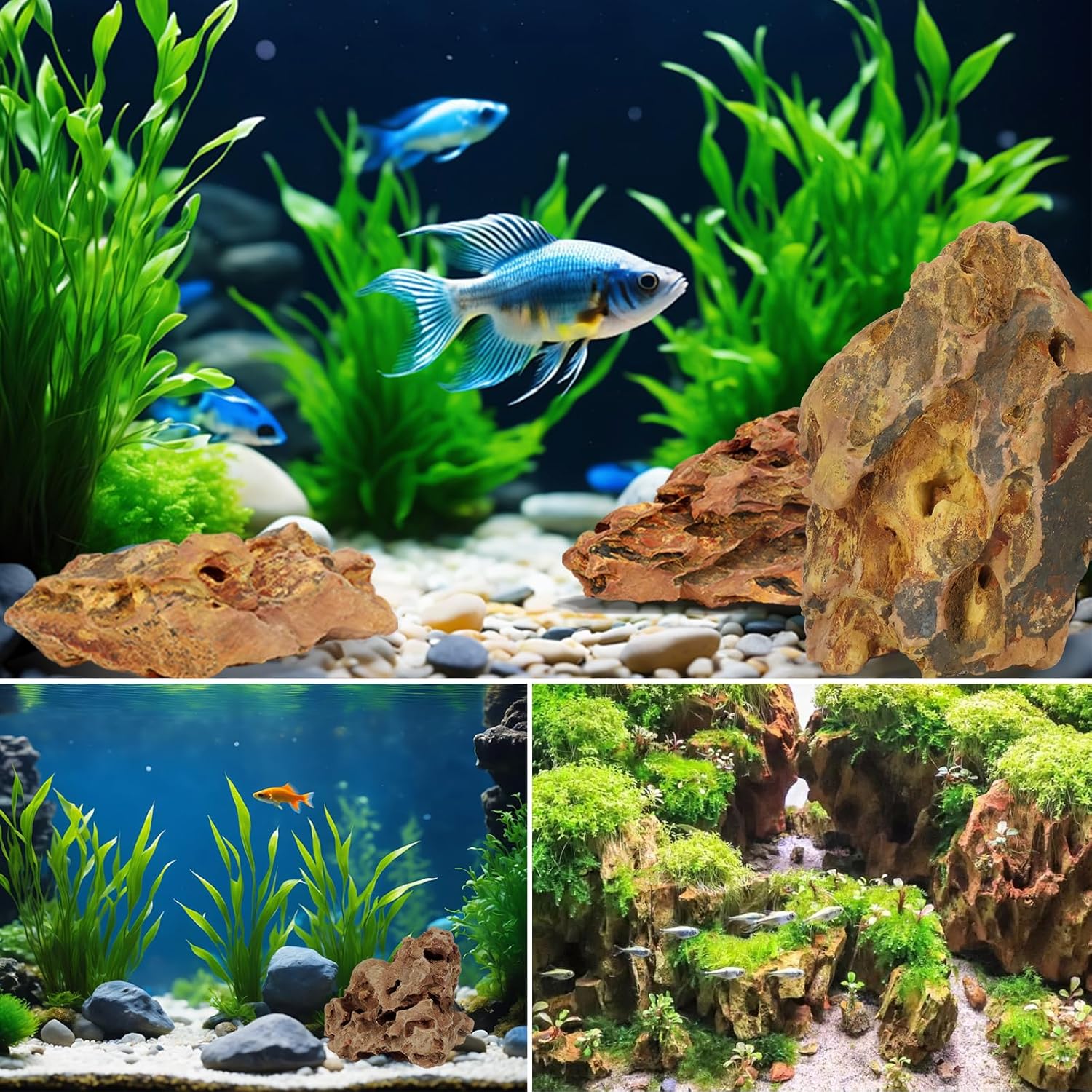VOKOY 2.5lb Natural Dragon Stones, Aquarium Rocks Decoration Aquascaping Stone Landscaping Model for Fish Tank Decor Terrariums Paludariums Reptile Enclosures Gardens, 2-4 inches - Happypetzone.online - Image 6