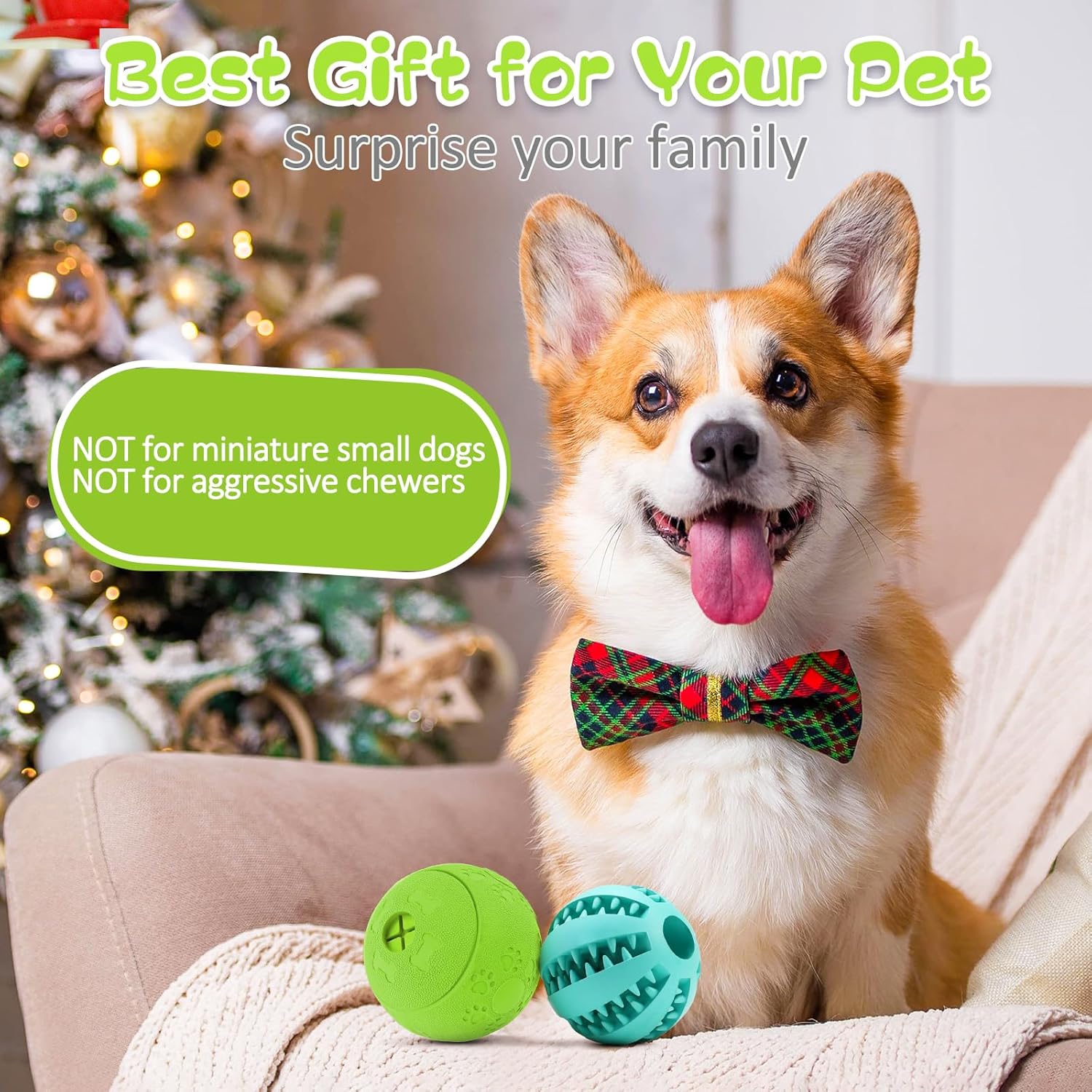 HIPPIH Dog Puzzle Toy 2 Pack, Interactive Dog Toys for Treat Dispensing, Durable Puppy Toys for Teething, Dog Treat Ball for Teeth/Slow Feeder/IQ Training/Playing, Blue-2.75‘’, Green-3.14‘’ - Happypetzone.online - Image 8