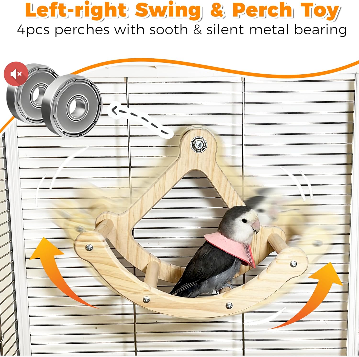 Rocking Bird Toys Perch for Window and Cage, Bird Perch for Wall Suction Mount, Wooden Parrot Toys for Medium Birds, Enrichment Cockatiel Toy Fun and Accessoriess for Budgie, Lovebird, Conure - Happypetzone.online - Image 3