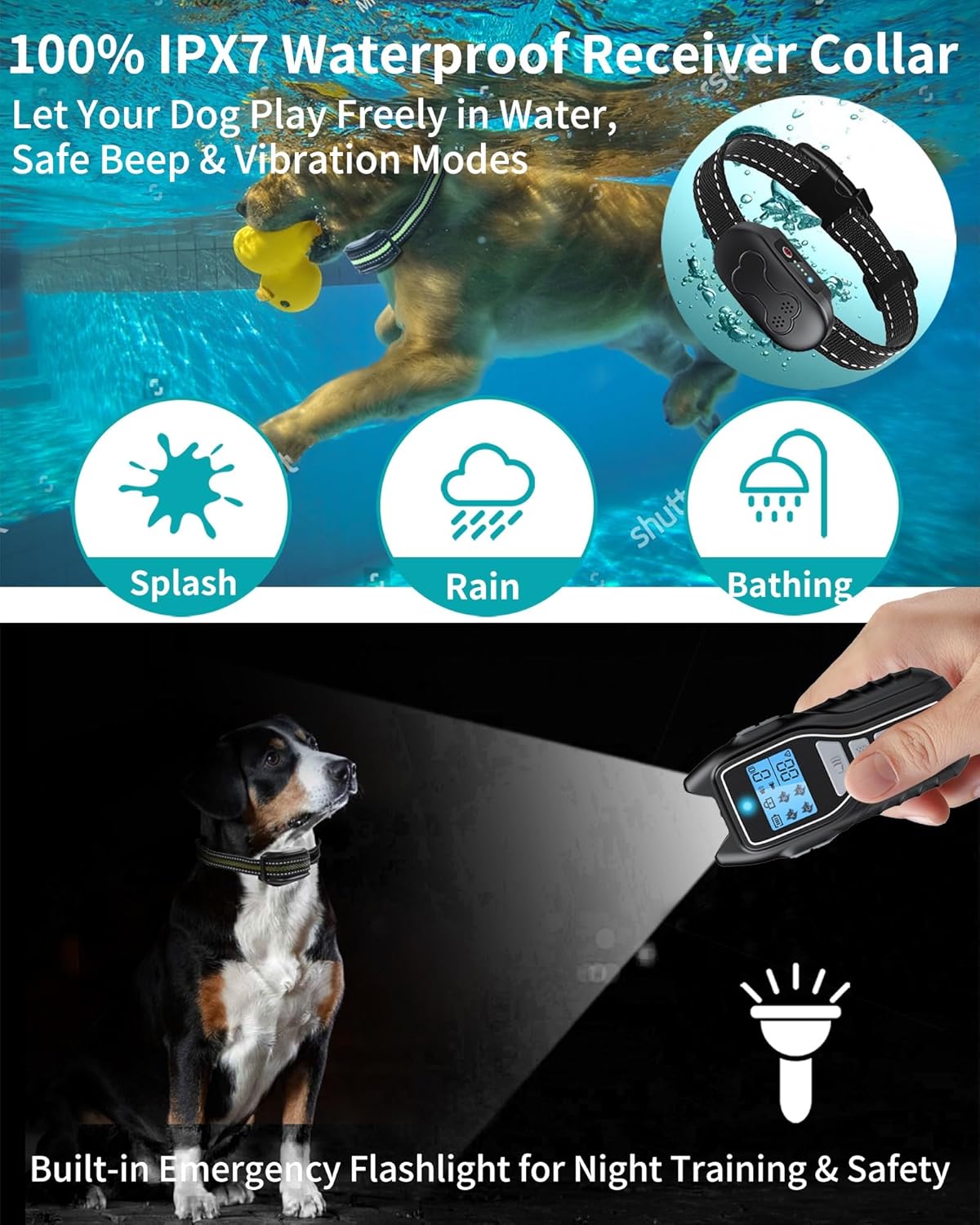 Dog Training Collar with Remote, Waterproof IPX7 E Collar for Dogs, Beep and Vibration Modes, Safe and Humane Training, 2000FT Range, Rechargeable, Fits Small Medium Large Dogs 15–120 lbs (Grey) - Happypetzone.online - Image 6