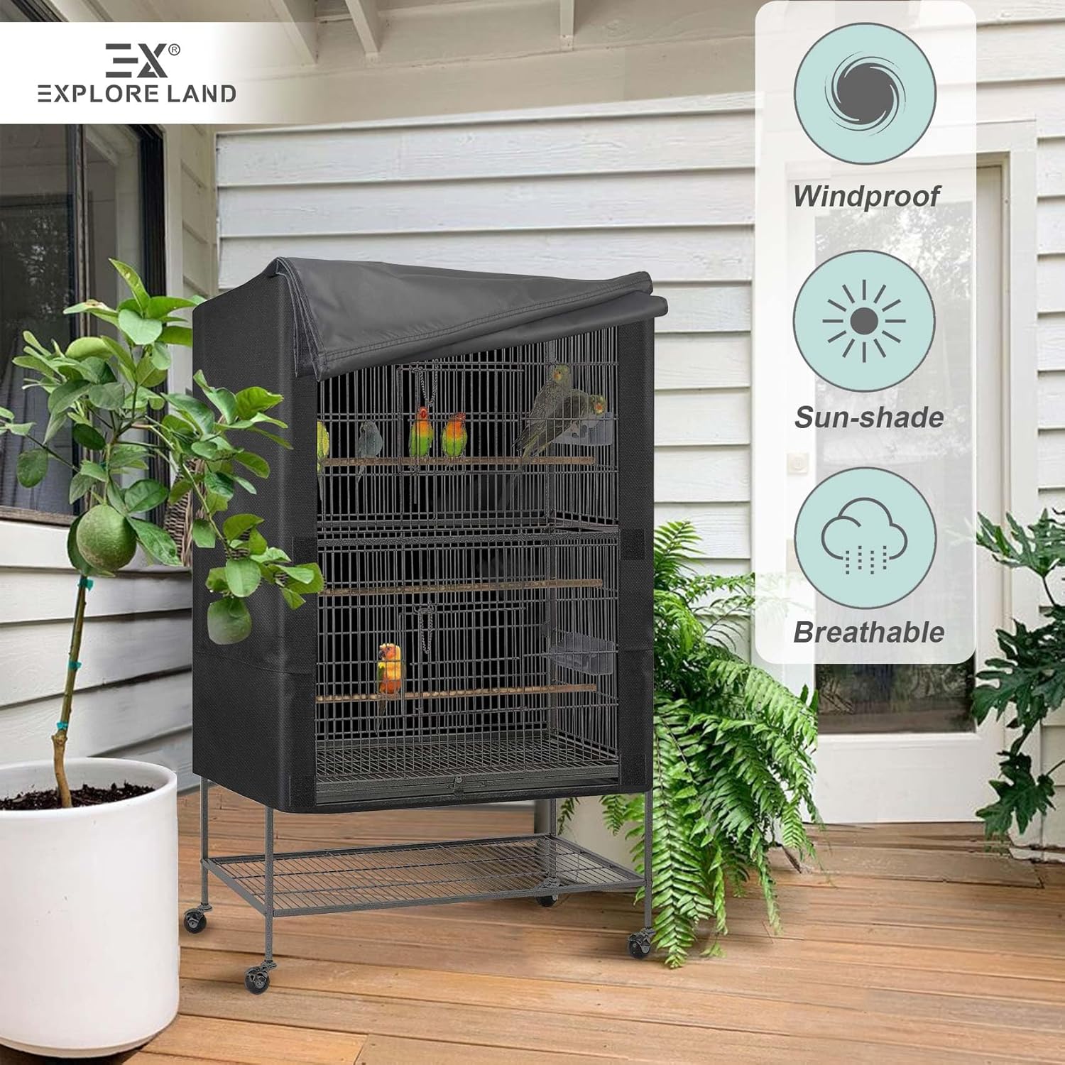 Explore Land Pet Cage Cover - Good Night Enclosure for Bird Critter Cat House to Small Animal Privacy & Comfort (Medium, Black) - Happypetzone.online - Image 6