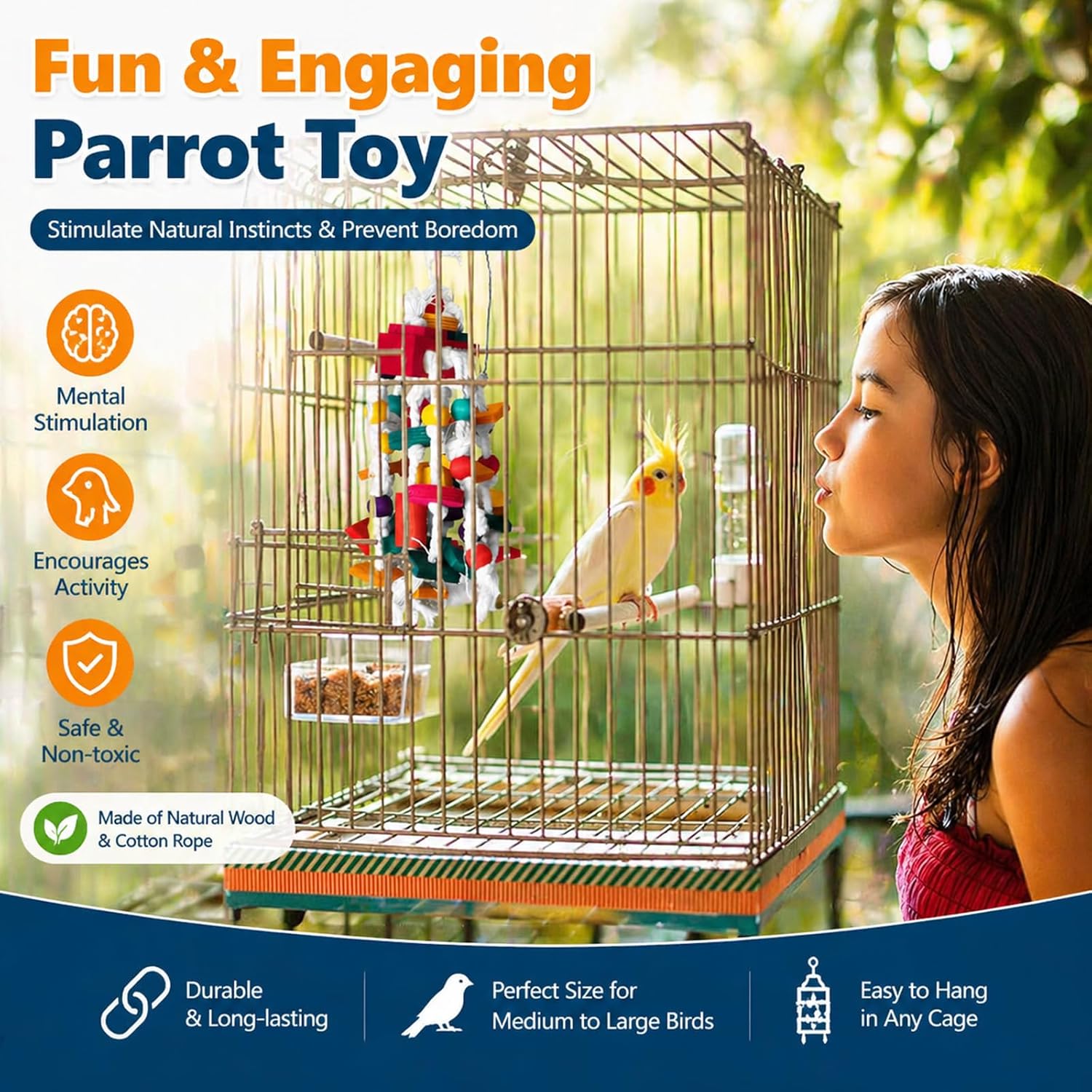 Rypet Bird Chewing Toy - Parrot Cage Bite Toys Wooden Block Bird Parrot Toys for Small and Medium Parrots and Birds - Happypetzone.online - Image 6