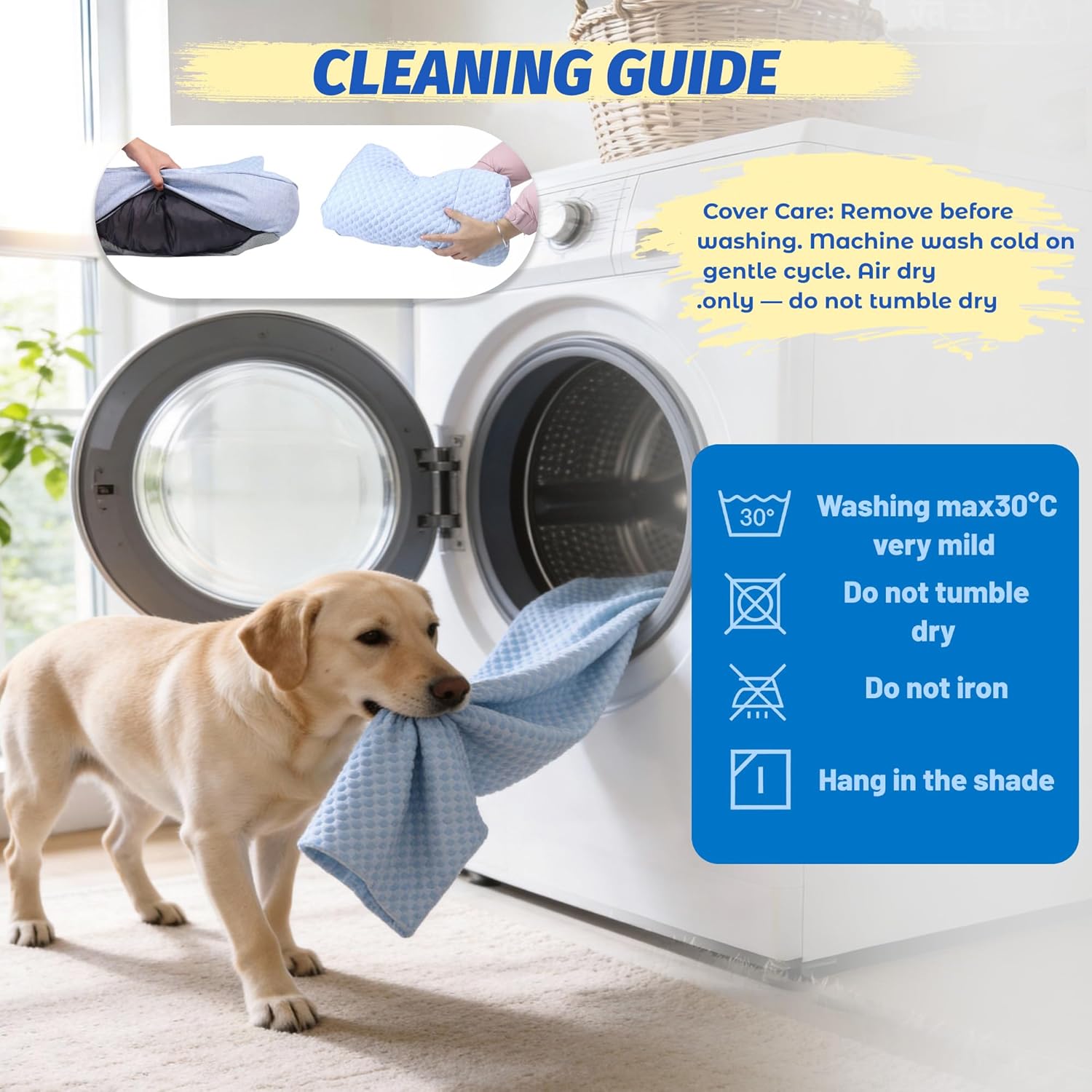 WATANIYA PET Cooling Dog Bed, Washable Cooling Mat for Large Dogs with Removable Cover, Self Cooling Couch Cover for Dog, Non-Slip Dog Couch Bed, 41x37 Inch, Blue - Happypetzone.online - Image 7