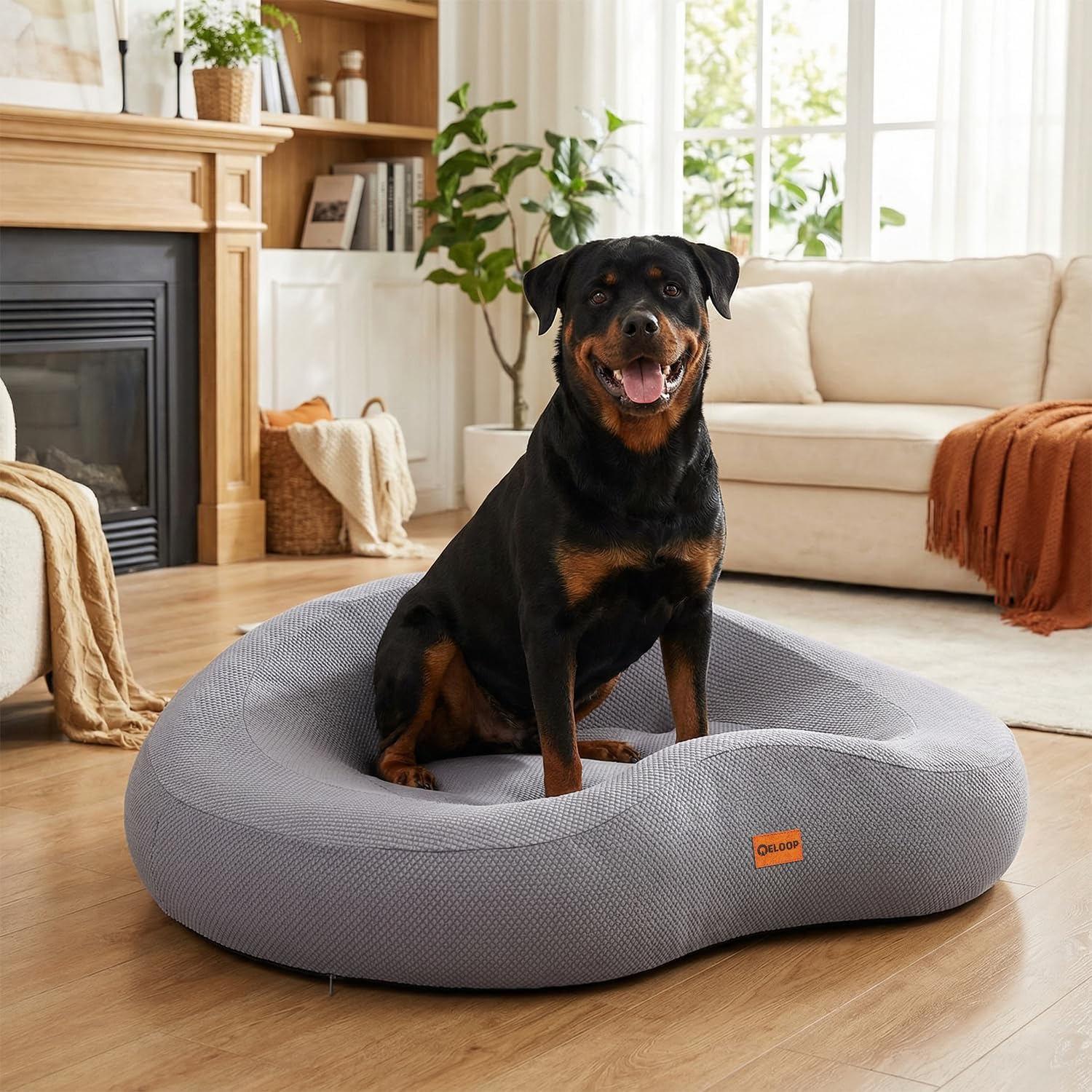 Orthopedic Memory Foam Dog Bed, Large Waterproof Pet Sofa with Sides & Removable Washable Cover, Non-Slip Bottom Supportive Couch for Large Dogs, Gray - Happypetzone.online - Image 5