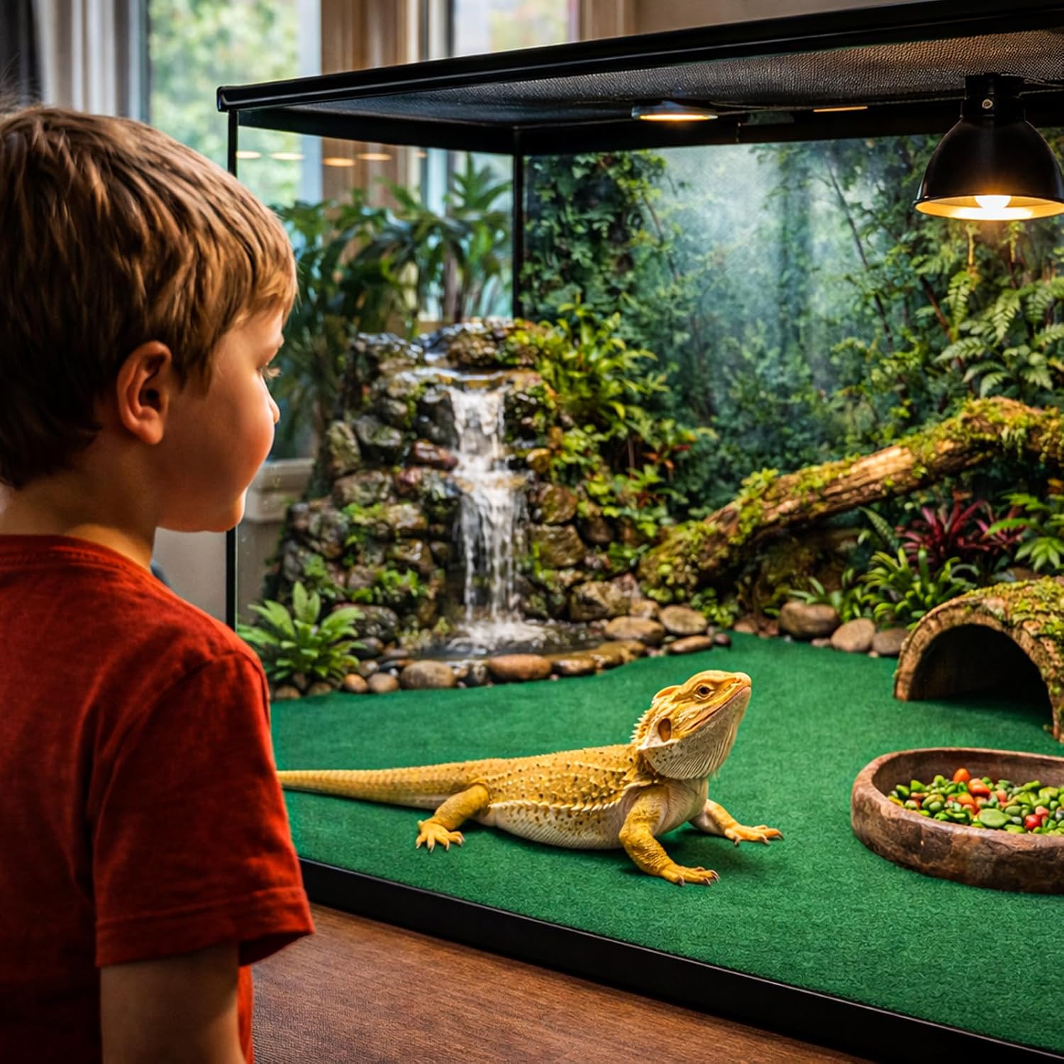 Mechpia 47" x 24" Large Reptile Carpet Terrarium Liner Bedding Reptile Substrate Mat Tank Accessories for Bearded Dragon Snake Lizard Tortoise Leopard Gecko (Green) - Happypetzone.online - Image 2