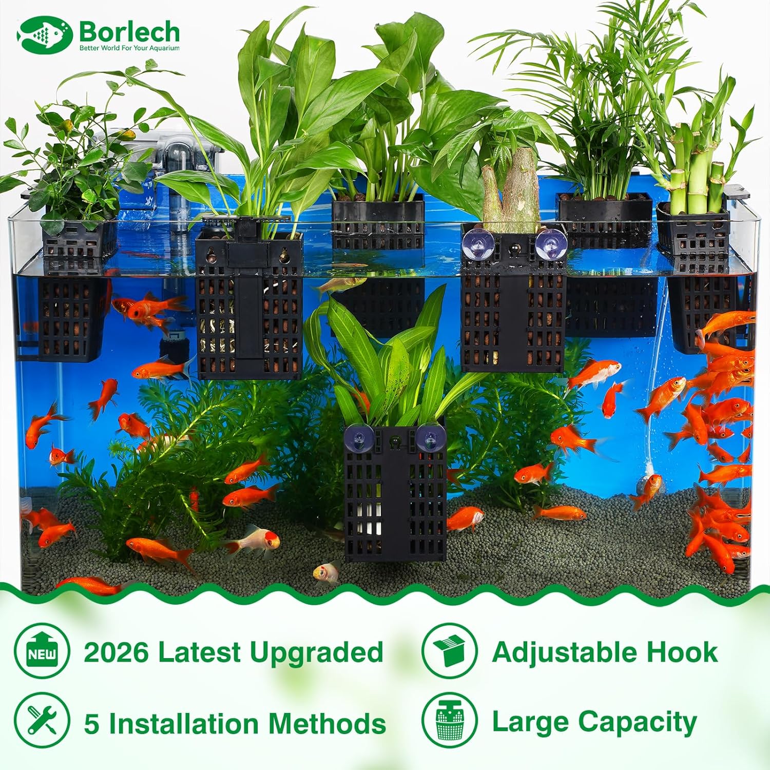 2026 Latest Upgraded Aquarium Plant Holder Adjustable Height with Extendable Hook and Suction Cup for Fish Tank Aquaponic Plant Cultivation and Aquascape Accessories Decorations (4 Pack) - Happypetzone.online - Image 2