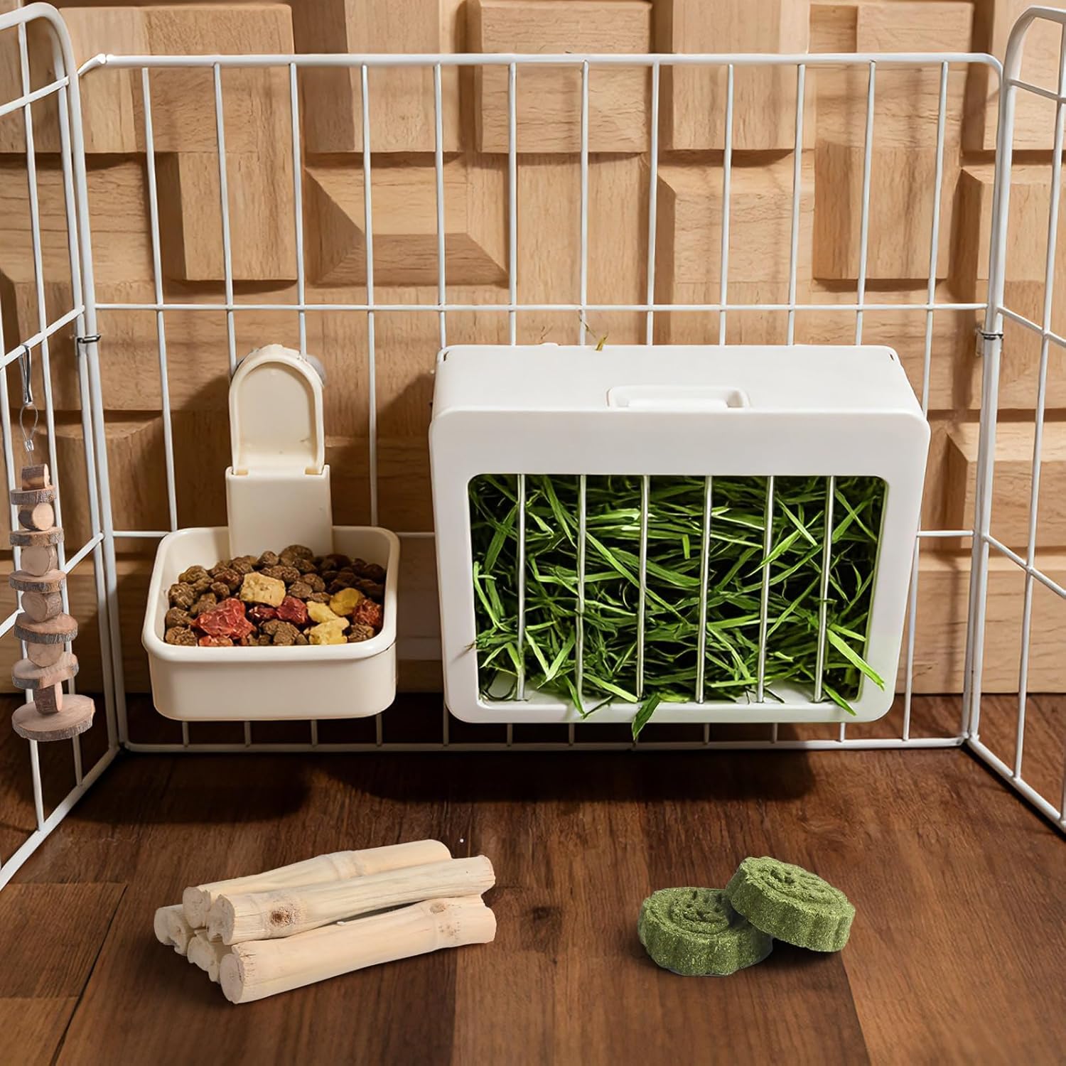 RUBYHOME Rabbit Hay Feeder Guinea Pig Food Feeder Adjustable Height Rabbit Feeder Guinea Pig Food Bowl Complete Bunny Bundle Bunny Accessories for Rabbits, Guinea Pigs, Chinchillas - Happypetzone.online - Image 5