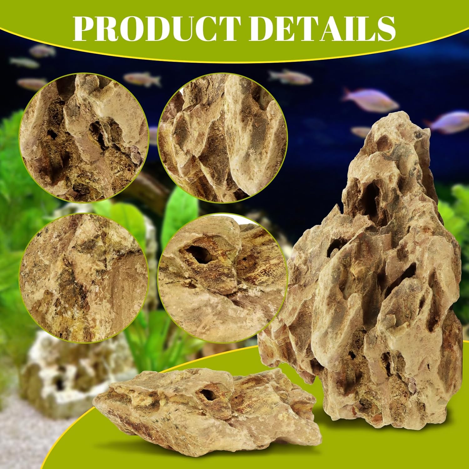 VOKOY 2.5lb Natural Dragon Stones, Aquarium Rocks Decoration Aquascaping Stone Landscaping Model for Fish Tank Decor Terrariums Paludariums Reptile Enclosures Gardens, 2-4 inches - Happypetzone.online - Image 3