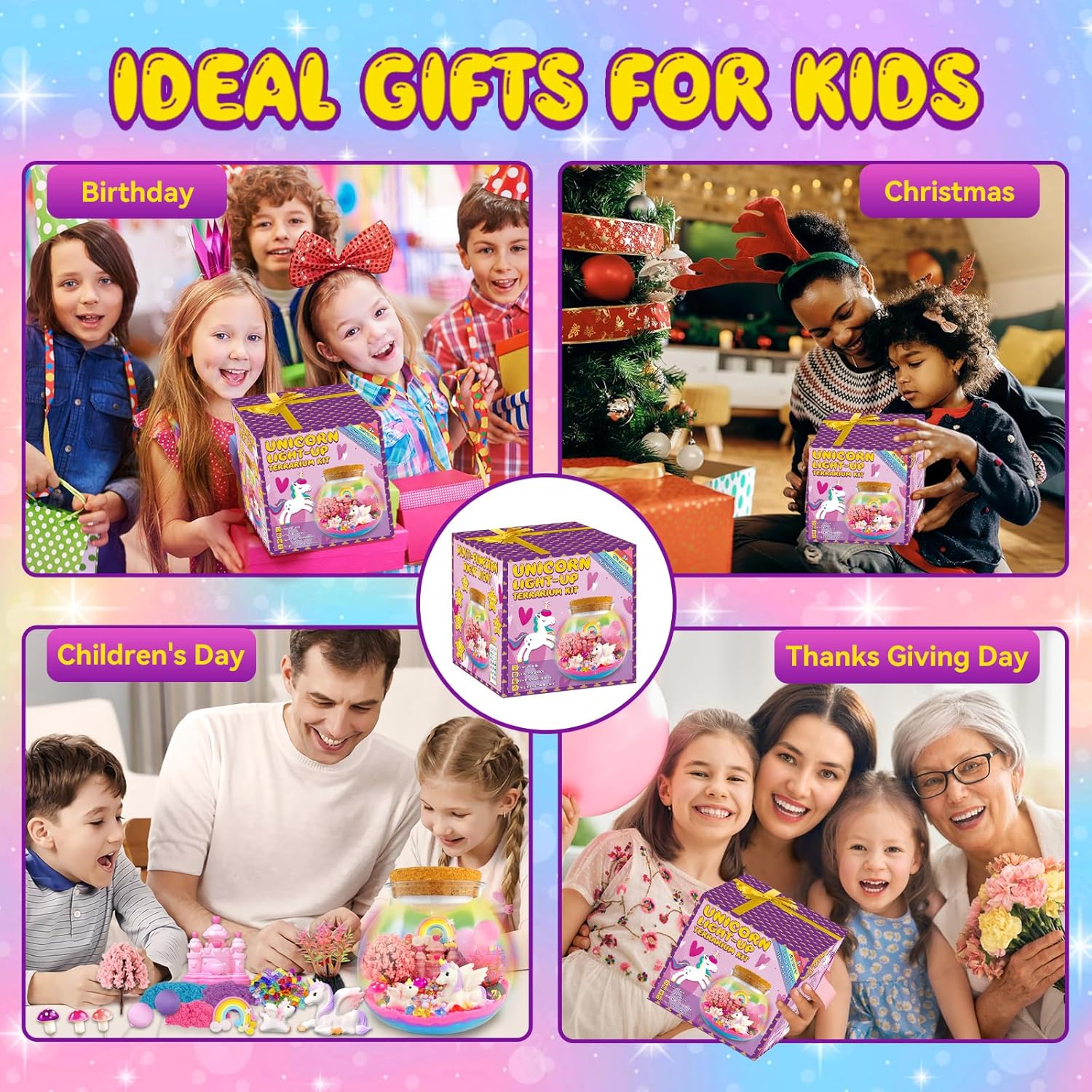 7july Unicorn Terrarium Crafts Kit for Kids-LED Night Light Up & Remote Unicorn Birthday Gifts Toys for Girls Ages5 6 7 8 9 10 Year Old-Christmas Gifts for Girls - Happypetzone.online - Image 6