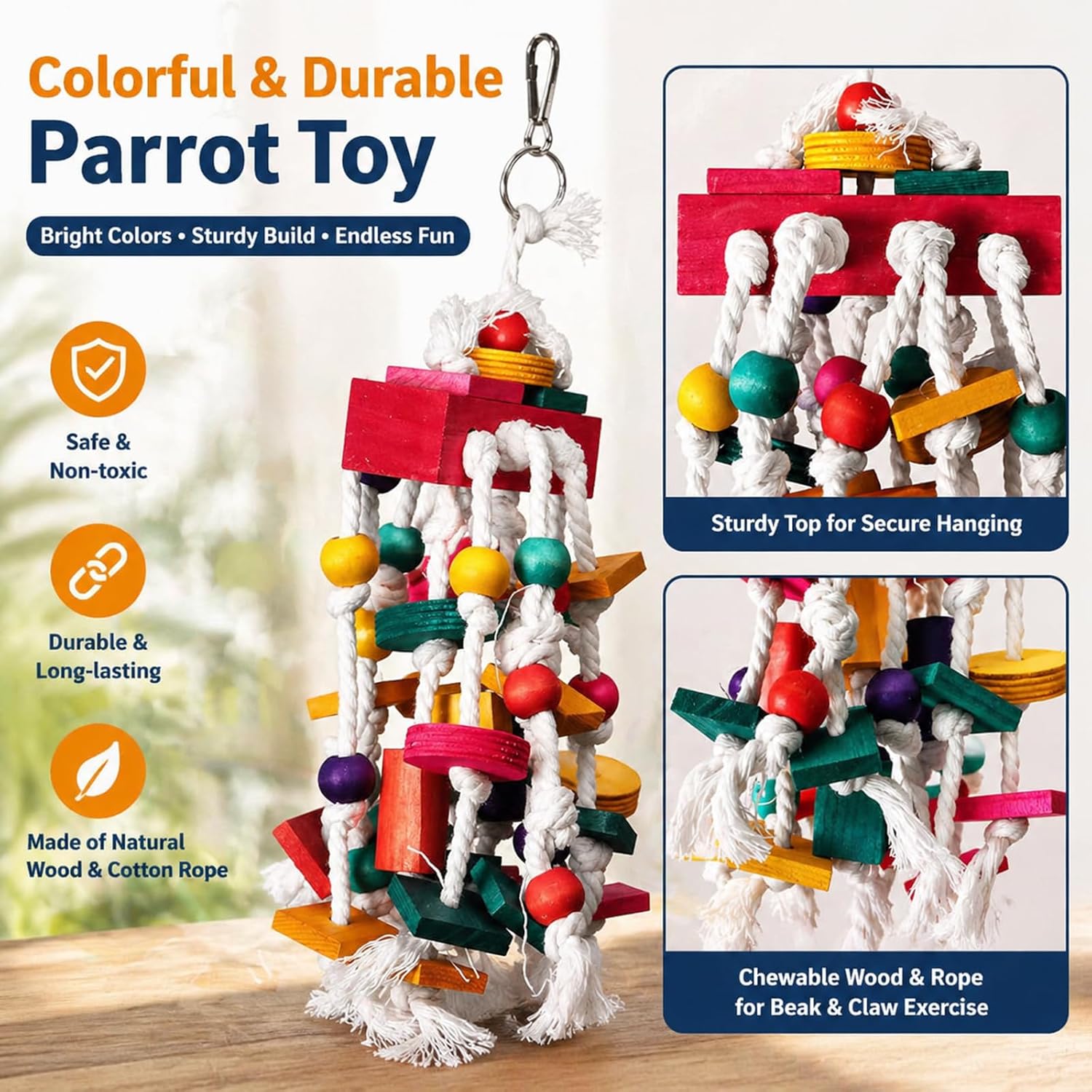 Rypet Bird Chewing Toy - Parrot Cage Bite Toys Wooden Block Bird Parrot Toys for Small and Medium Parrots and Birds - Happypetzone.online - Image 5