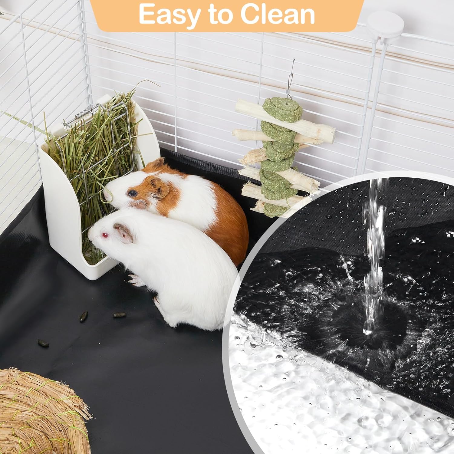 Glittme Guinea Pig Cage Liner, Waterproof Liner for Guinea Pigs, Guinea Pig Bedding with Tarp Bottom for Grid Cage, Cage Liners for Guinea Pig, Bunny, Hamster, Rabbit,Not Include Cage,47 * 24 inches - Happypetzone.online - Image 7