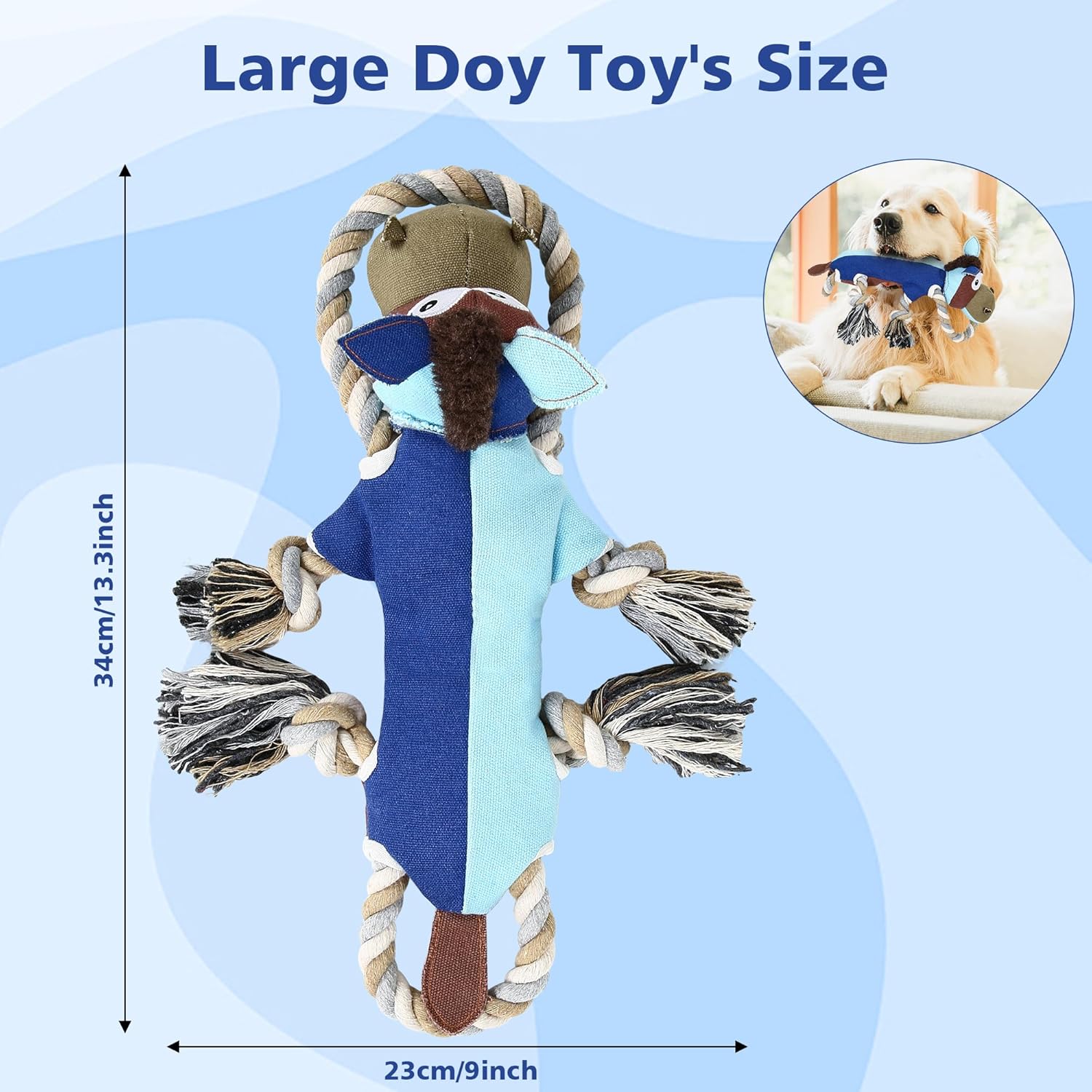 IOKHEIRA Dog Toys for Aggressive Chewers,Tough Indestructible Dog Toys,Squeaky Toys for Large Dogs,Durable Dog Chew Toys (Navy Blue) - Happypetzone.online - Image 2