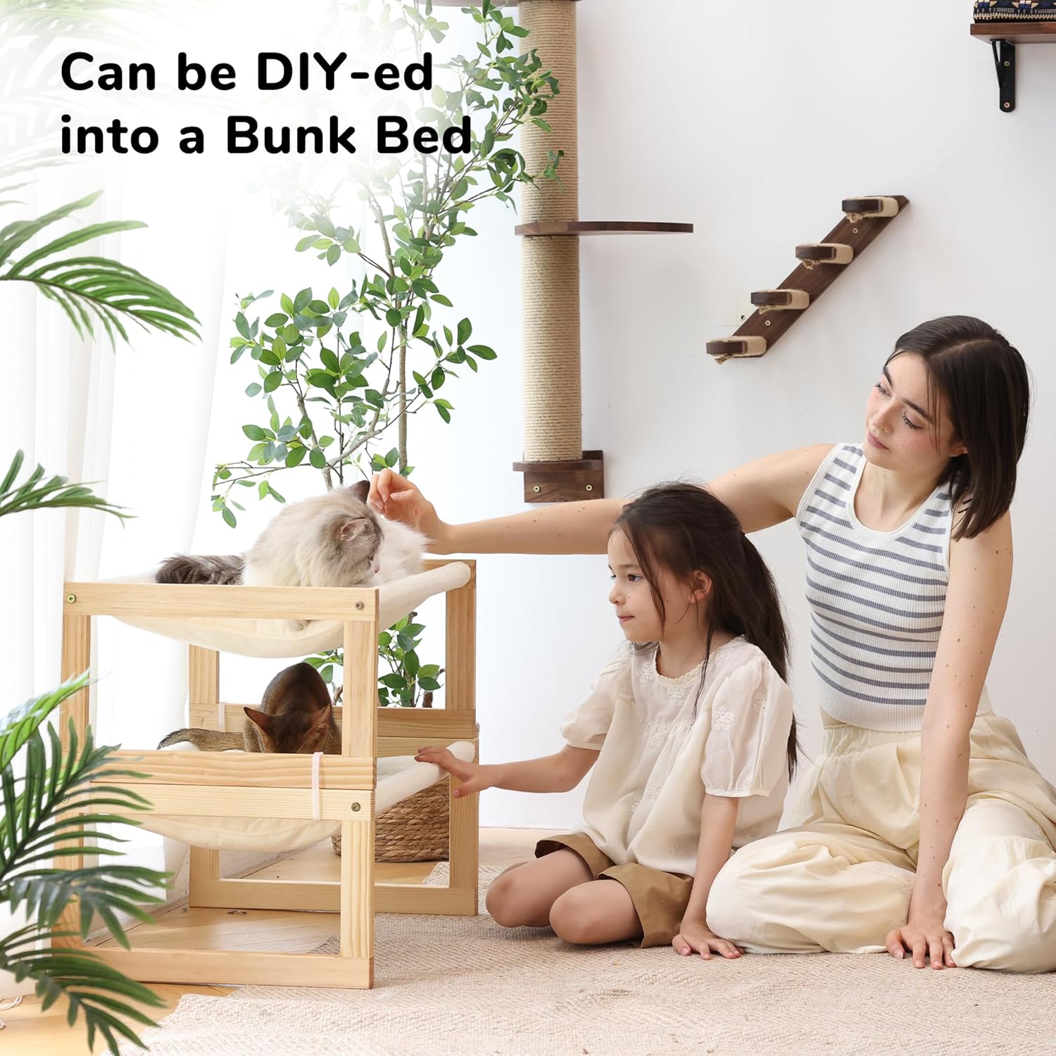 FUKUMARU Cat Bed Hammock, Cozy Velvet Cat Couch for Indoor Cats, Raised Wooden Cats Perch, 21 Inch Pet Sofa, Outdoor Dog Beds, Suitable for Puppy, Bunny and Small Animal, White - Happypetzone.online - Image 9