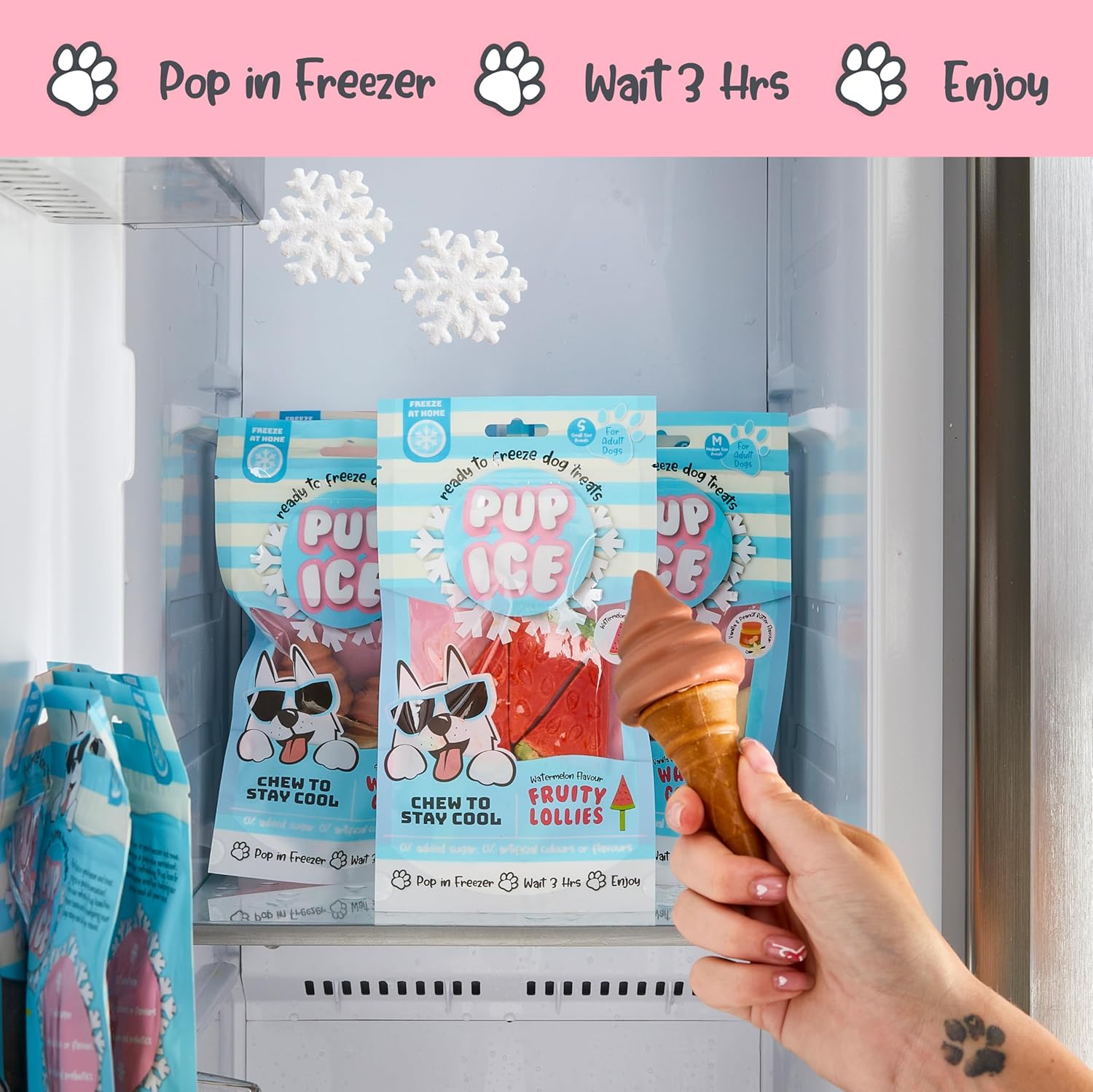 SPOT Pup Ice- Ready to Freeze at Home Dog Treats-Edible Chews for Medium Breed Dogs & Puppies with Real Chicken to Keep Your Pup Cool Year Round, Waffle Cone Strawberry Flavor, 2pcs - Happypetzone.online - Image 4