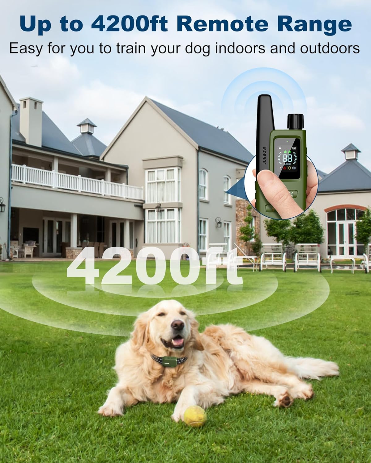Jugbow Dog Shock Collar - 4200FT Dog Training Collar with Remote Innovative IPX7 Waterproof with 4 Training Modes, Rechargeable E-Collar for All Breeds - Happypetzone.online - Image 3
