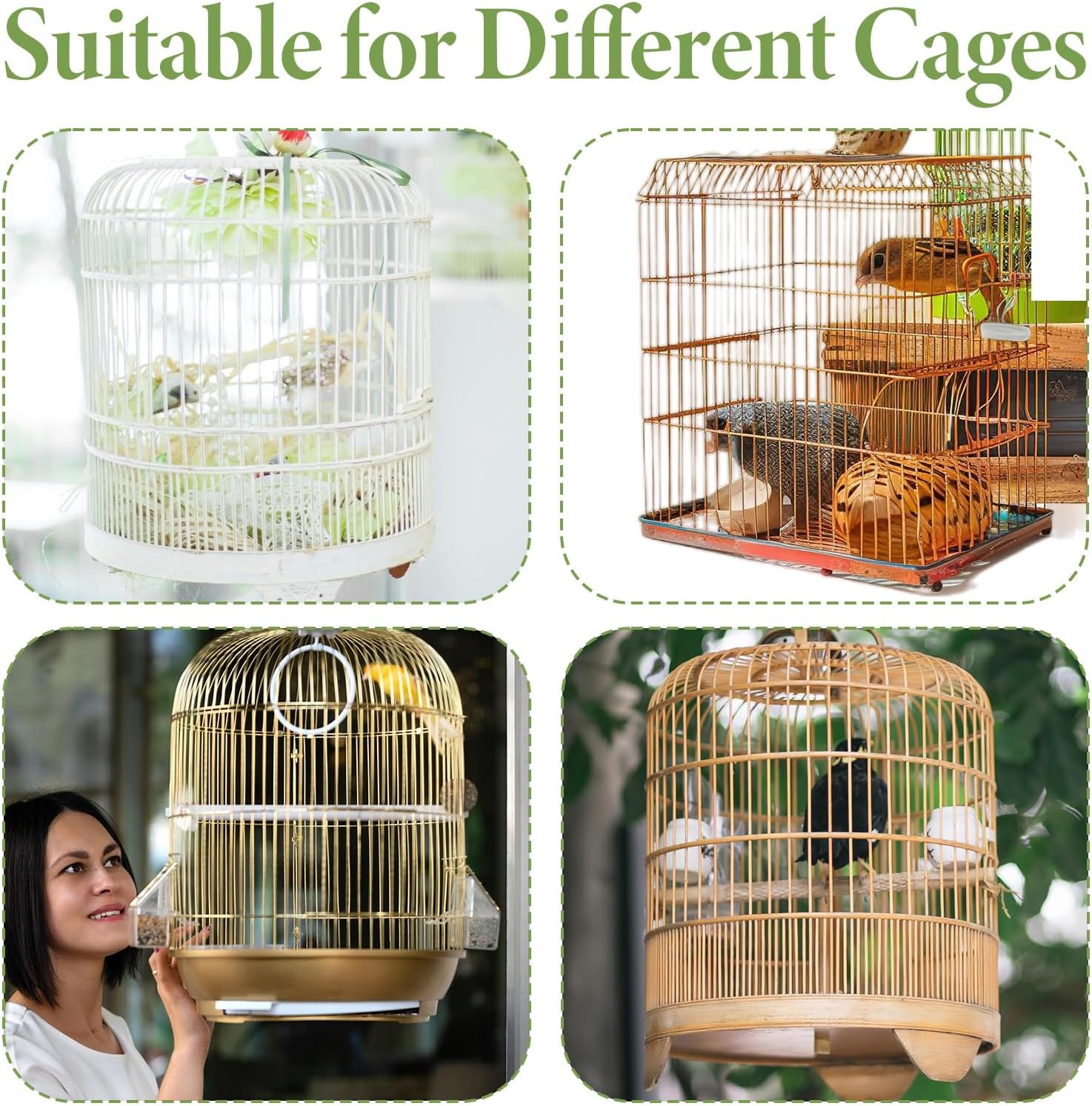 Trinkrittey Bird Cage Seed Catcher White Bird Cage Net Cover Adjustable Birds Cages Netting Seed Catcher Stretchy Birds Cages Guard for Parrot Enclosures - Happypetzone.online - Image 5