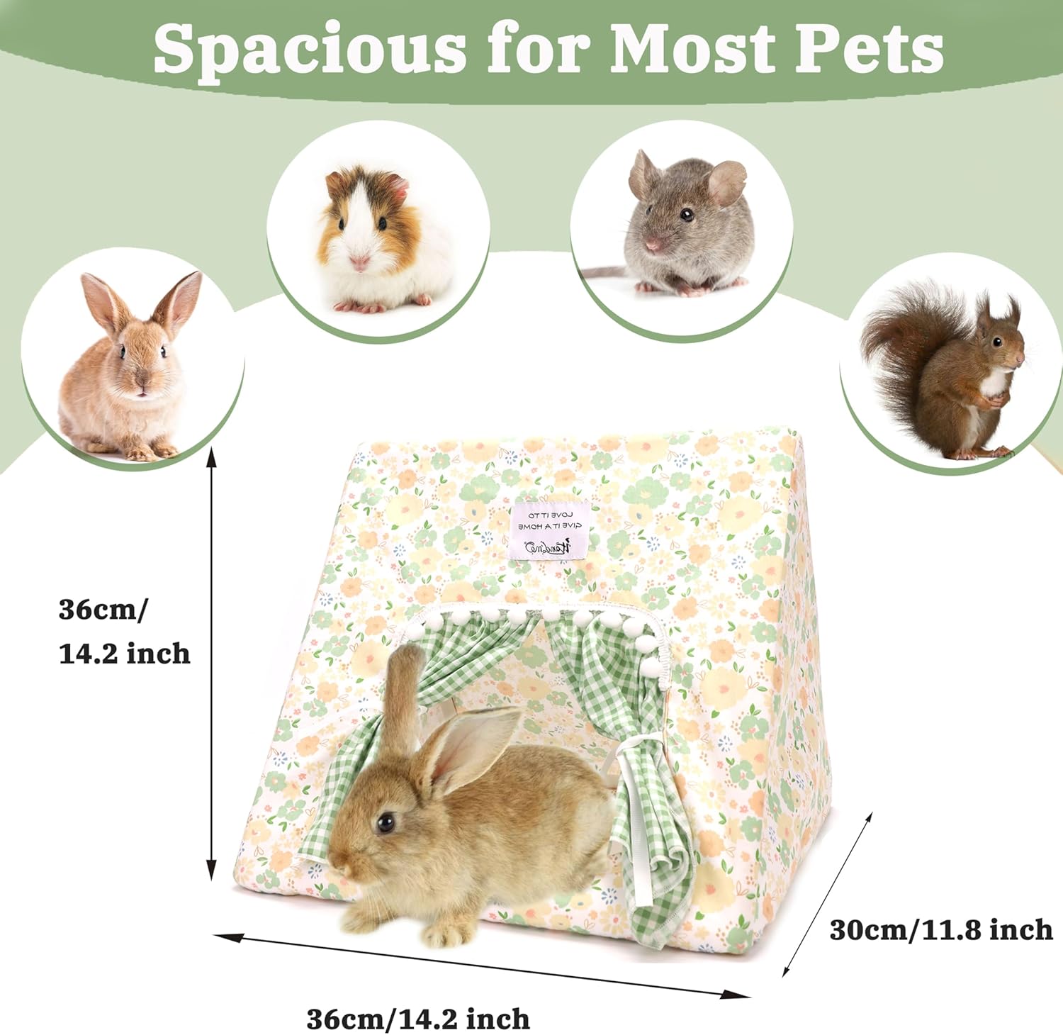 Guinea Pig Hideout Large with Curtain, Bunny Hideout, Machine Washable Guinea Pig Hide Tent Houses & Habitats, Small Animal Hideout for Pet Rabbit, Ferret, Rat, Chinchilla, Squirrel (Flower, Large) - Happypetzone.online - Image 2