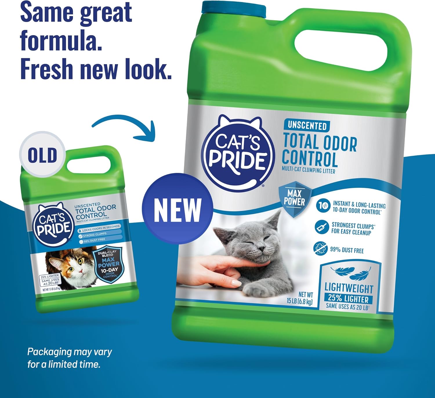 Cat's Pride Max Power: Total Odor Control - Up to 10 Days of Powerful Odor Control - Strong Clumping - Hypoallergenic - 99% Dust Free - Multi-Cat Litter, Unscented, 15 Pounds - Happypetzone.online - Image 2